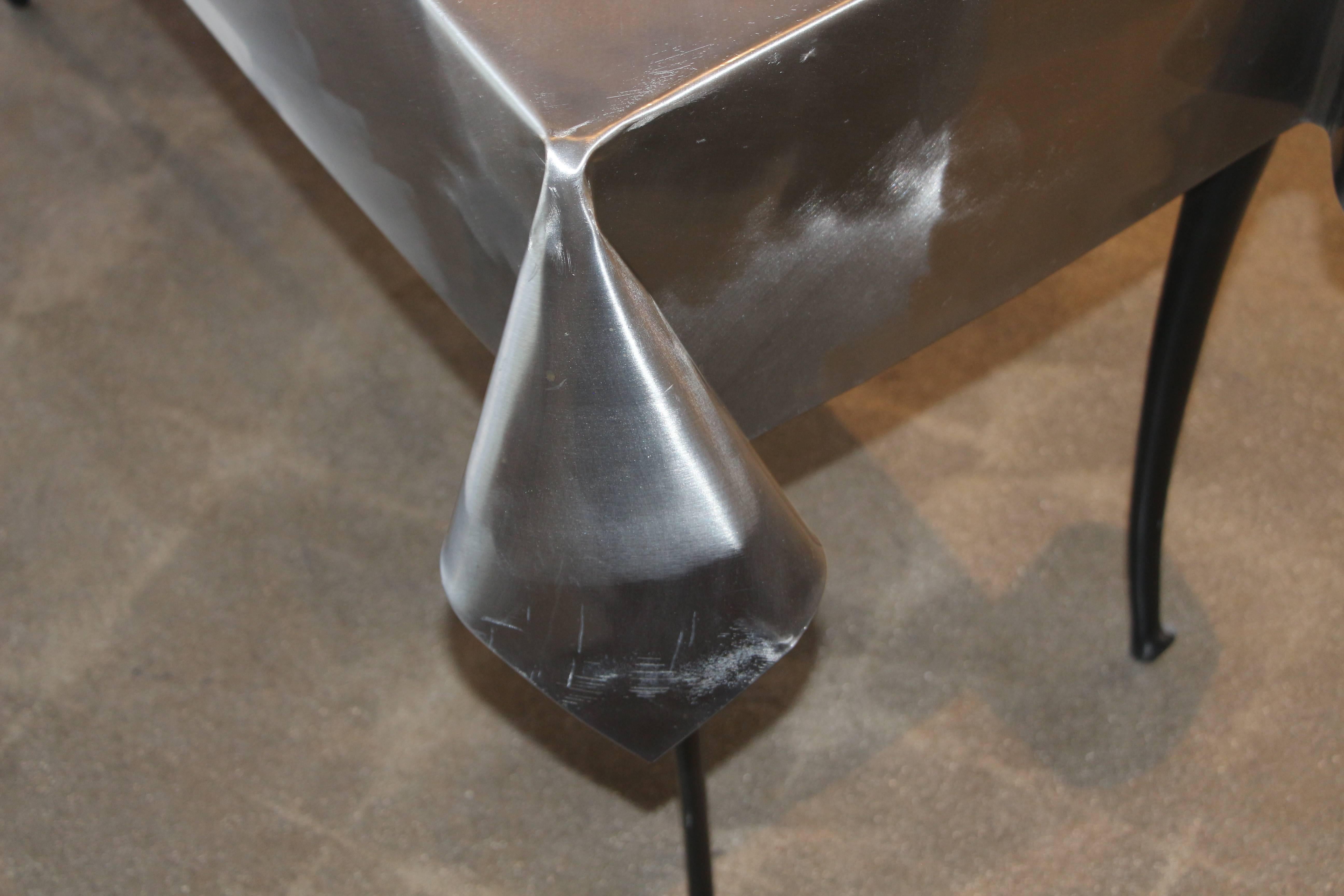 American Metal Draped Console Table with Legs