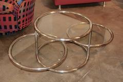 Rotating Multi Level Chrome and Glass Table