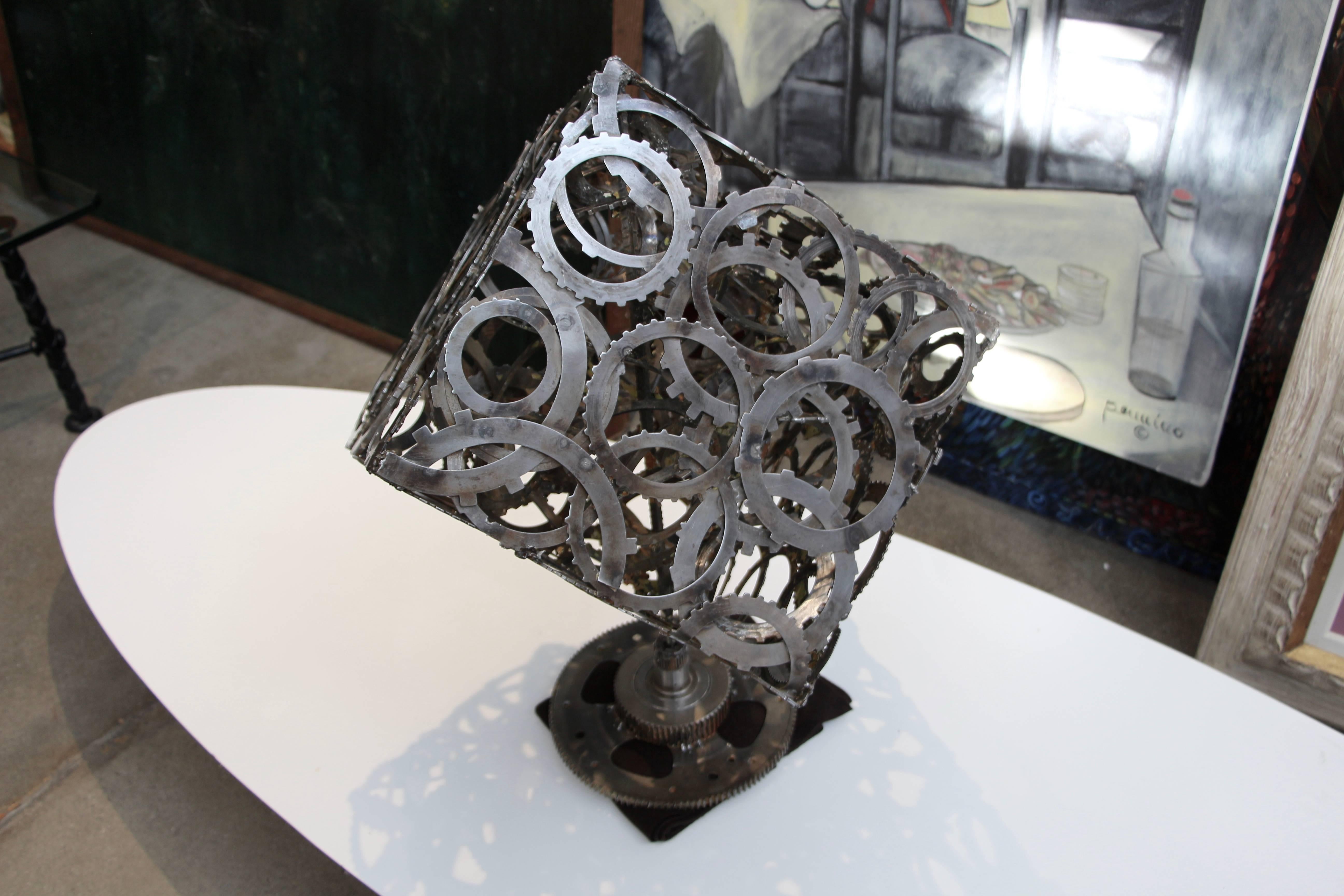 Great Abstract Artist Made Rotating Gear Cube In Good Condition For Sale In Palm Springs, CA