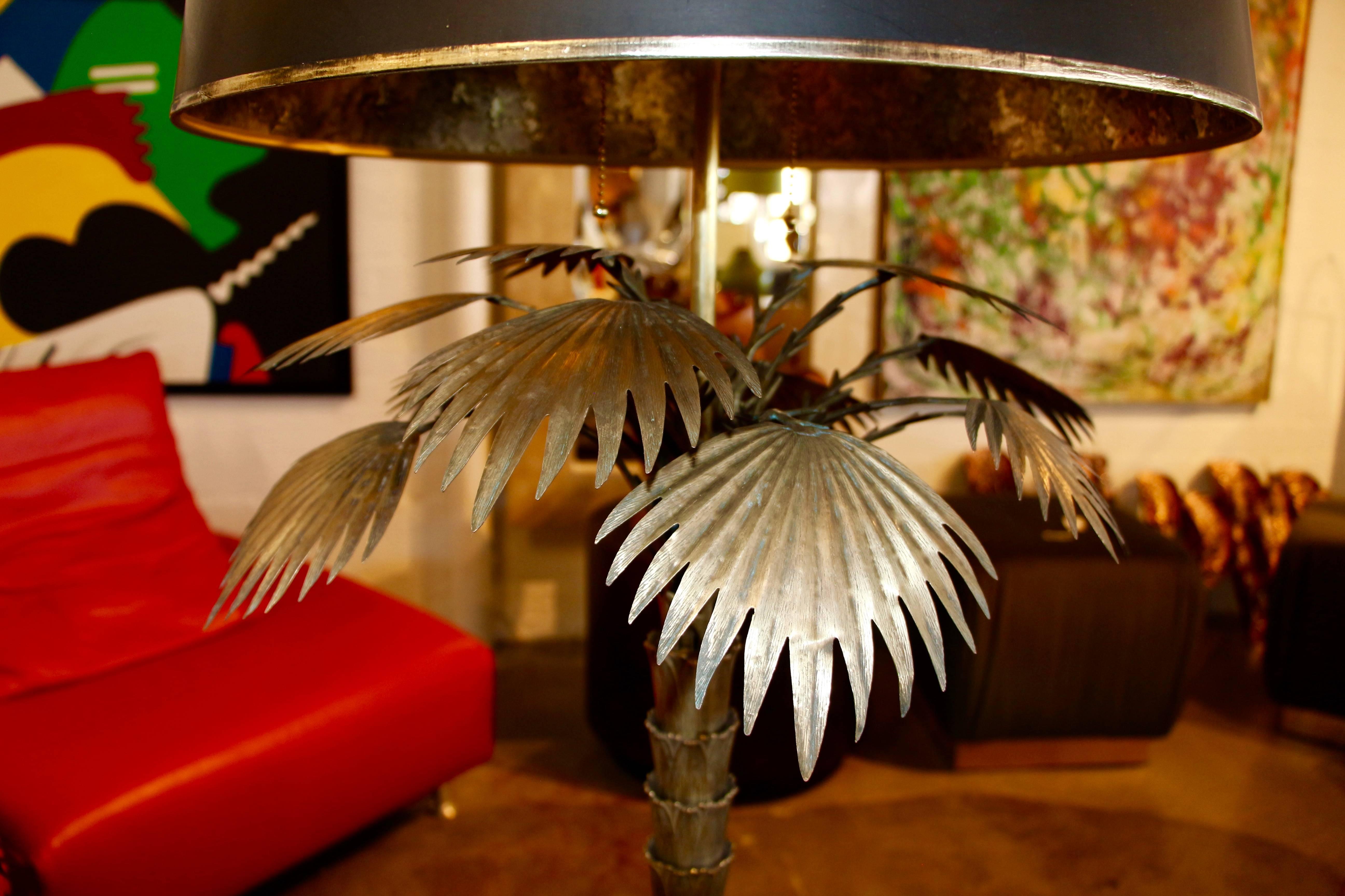 Bronze or Brass Palm Tree Lamp with Original Shade 3