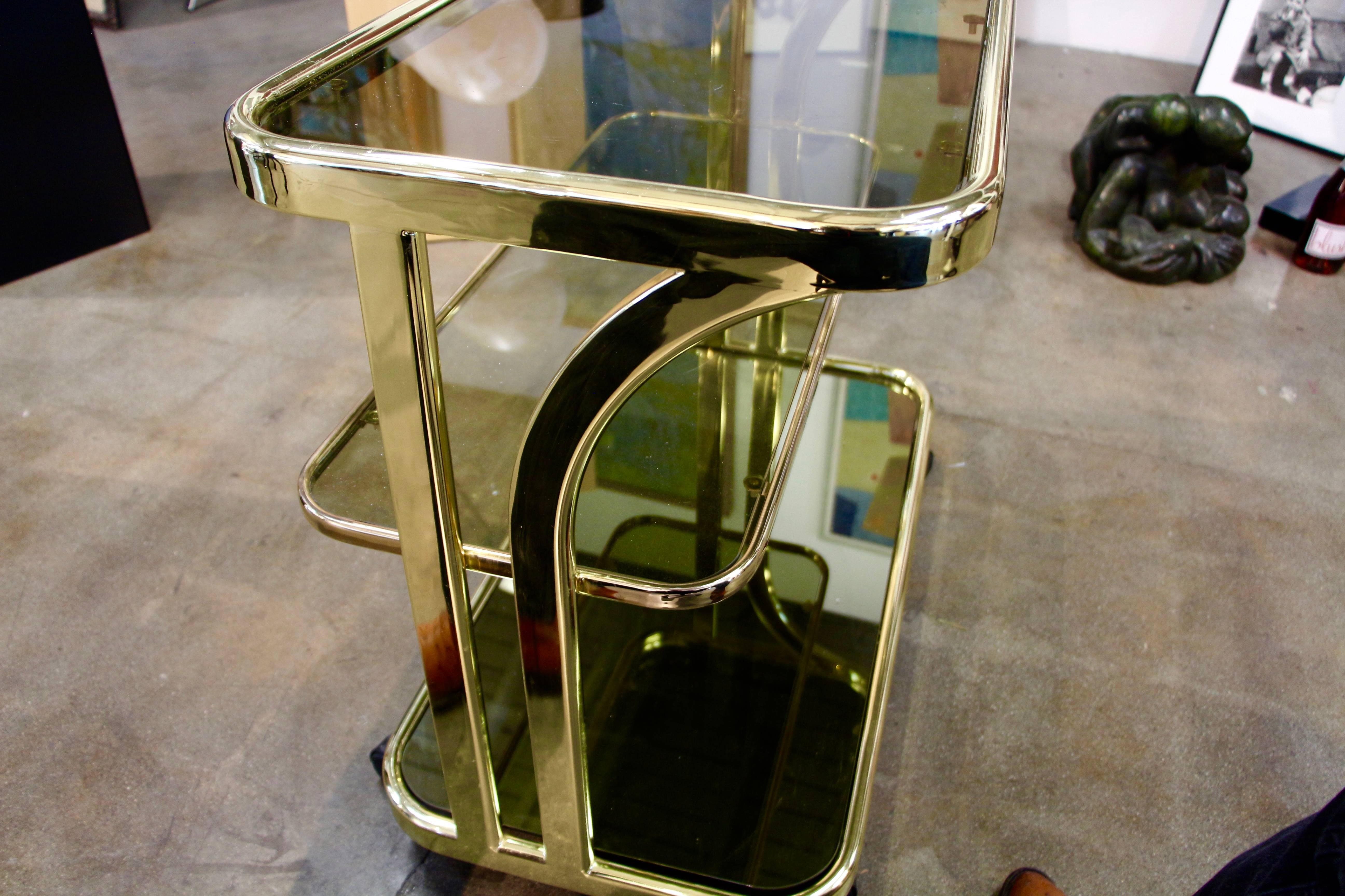 Morex Italian Bar Cart with Castors and Smoked Glass 1