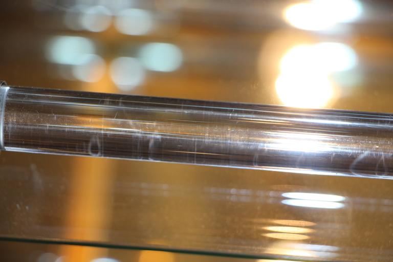 Lucite Brass and Mirror Bar Cart on Casters at 1stDibs