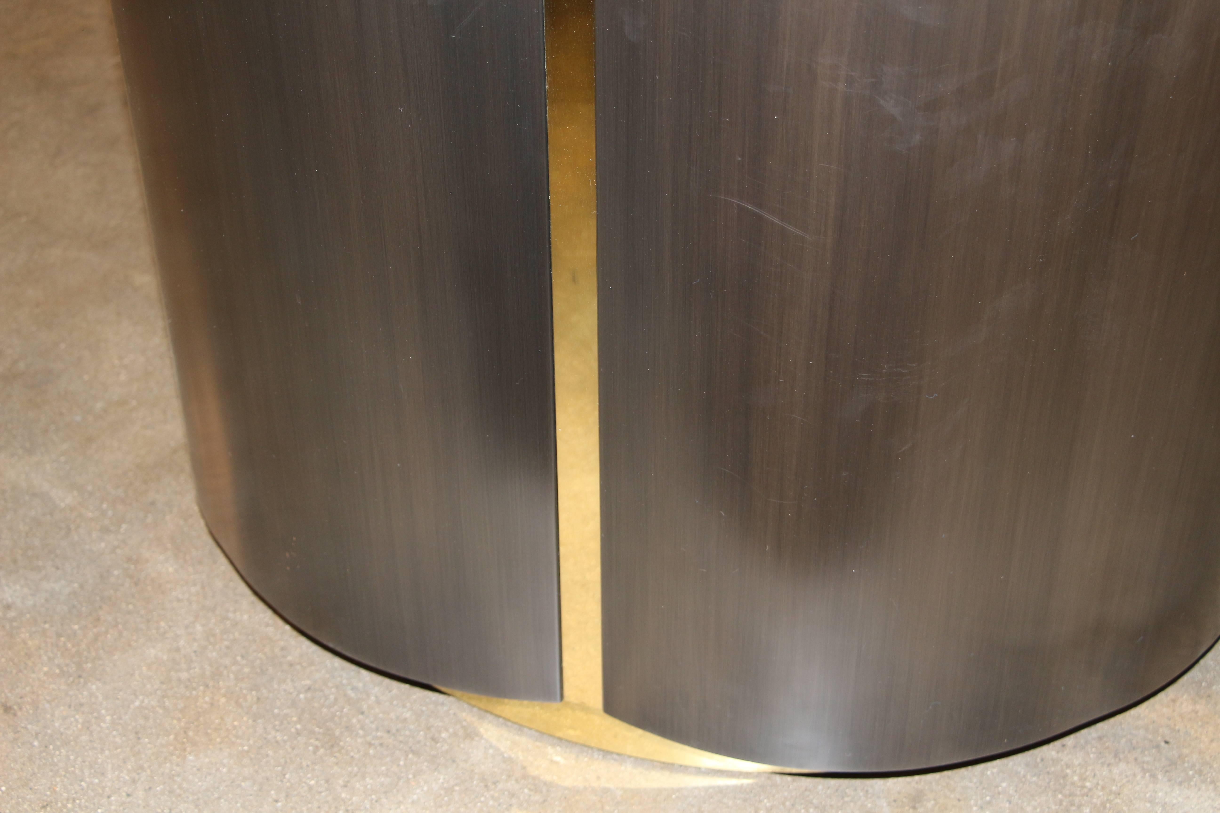 20th Century Brushed Steel and Brass Clover Table