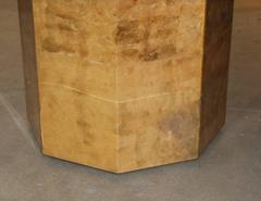 Round Segmented Parchment Table on Parchment Base