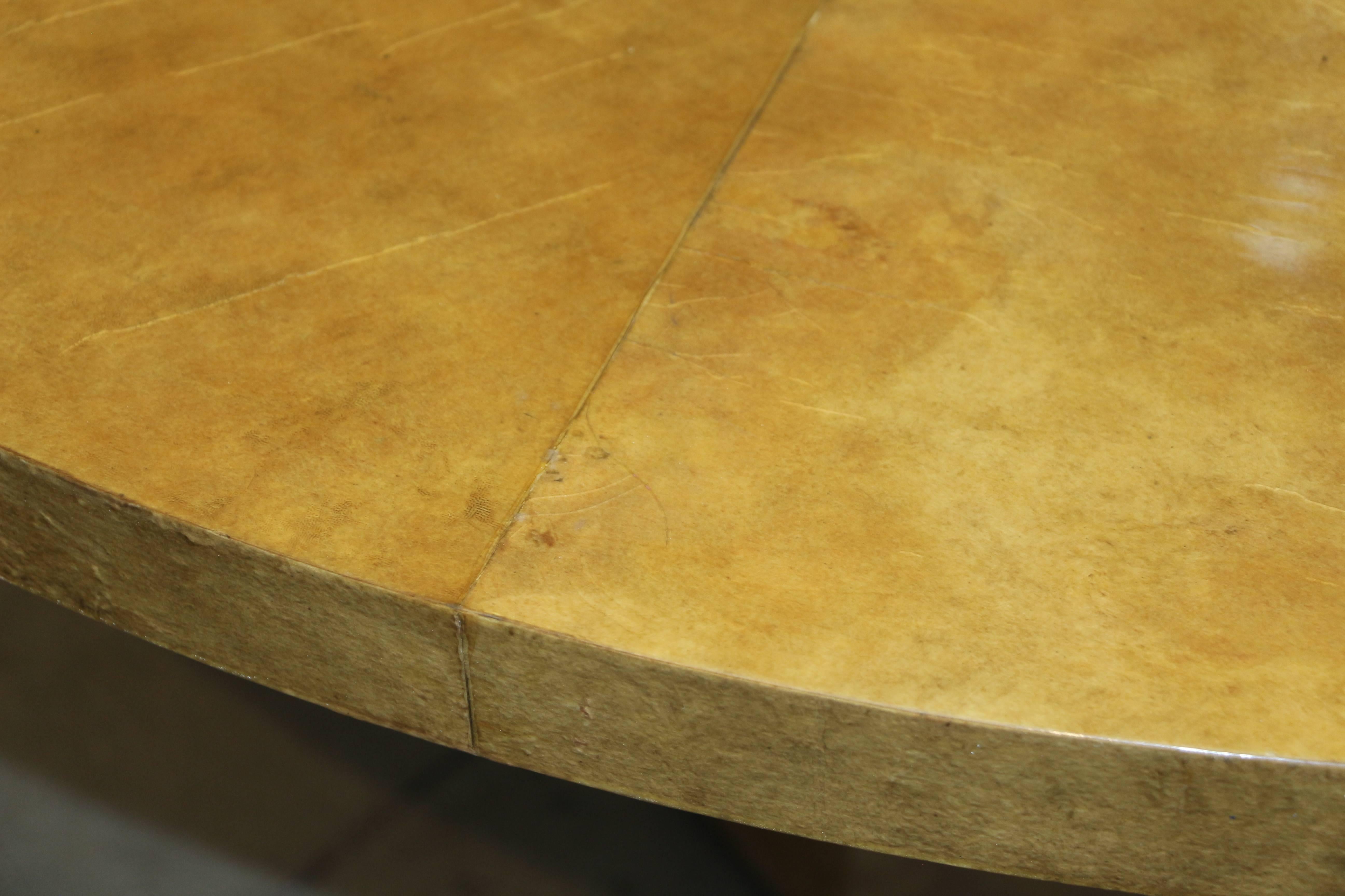 Round Segmented Parchment Table on Parchment Base 1