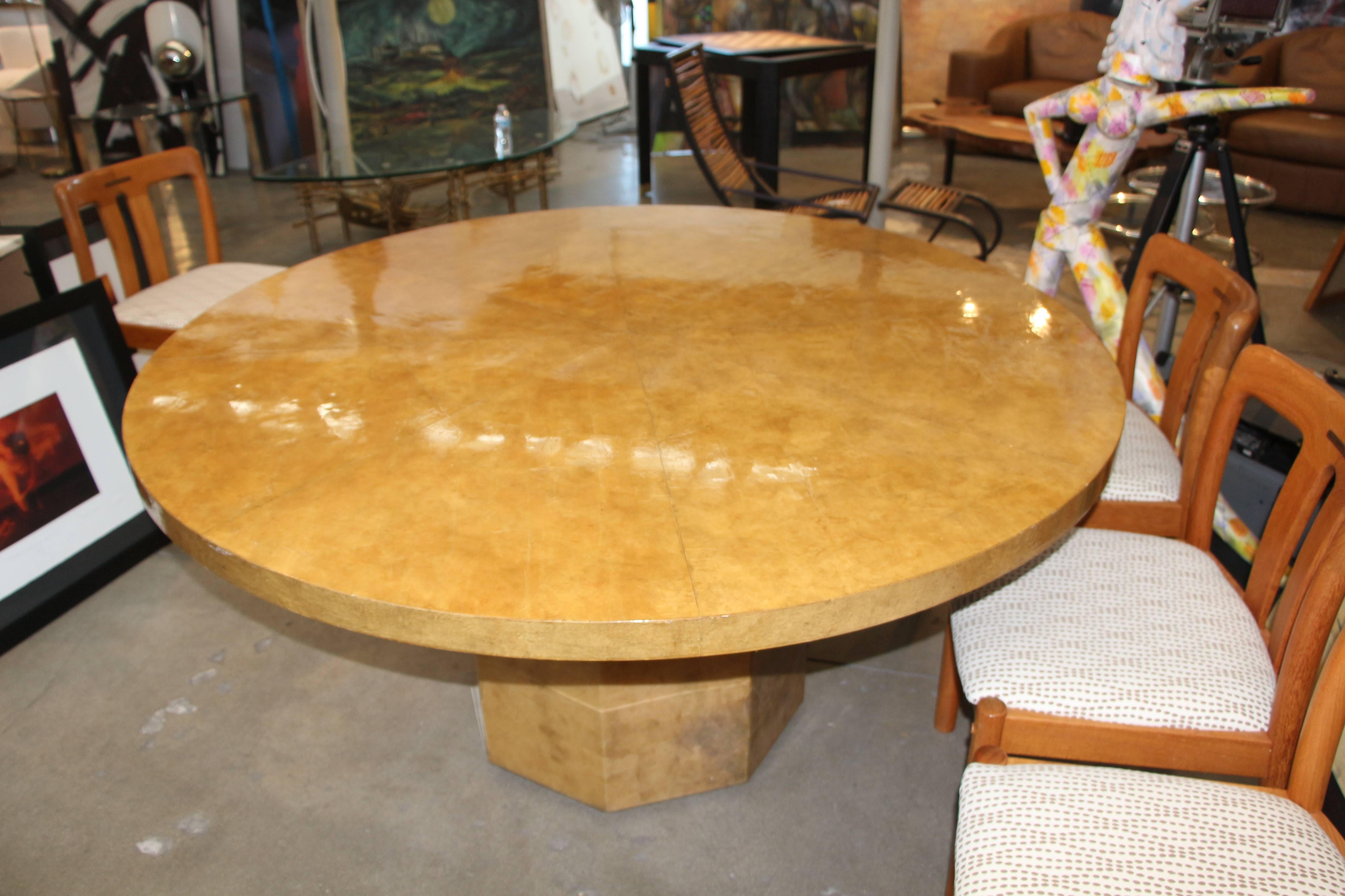 Round Segmented Parchment Table on Parchment Base 3