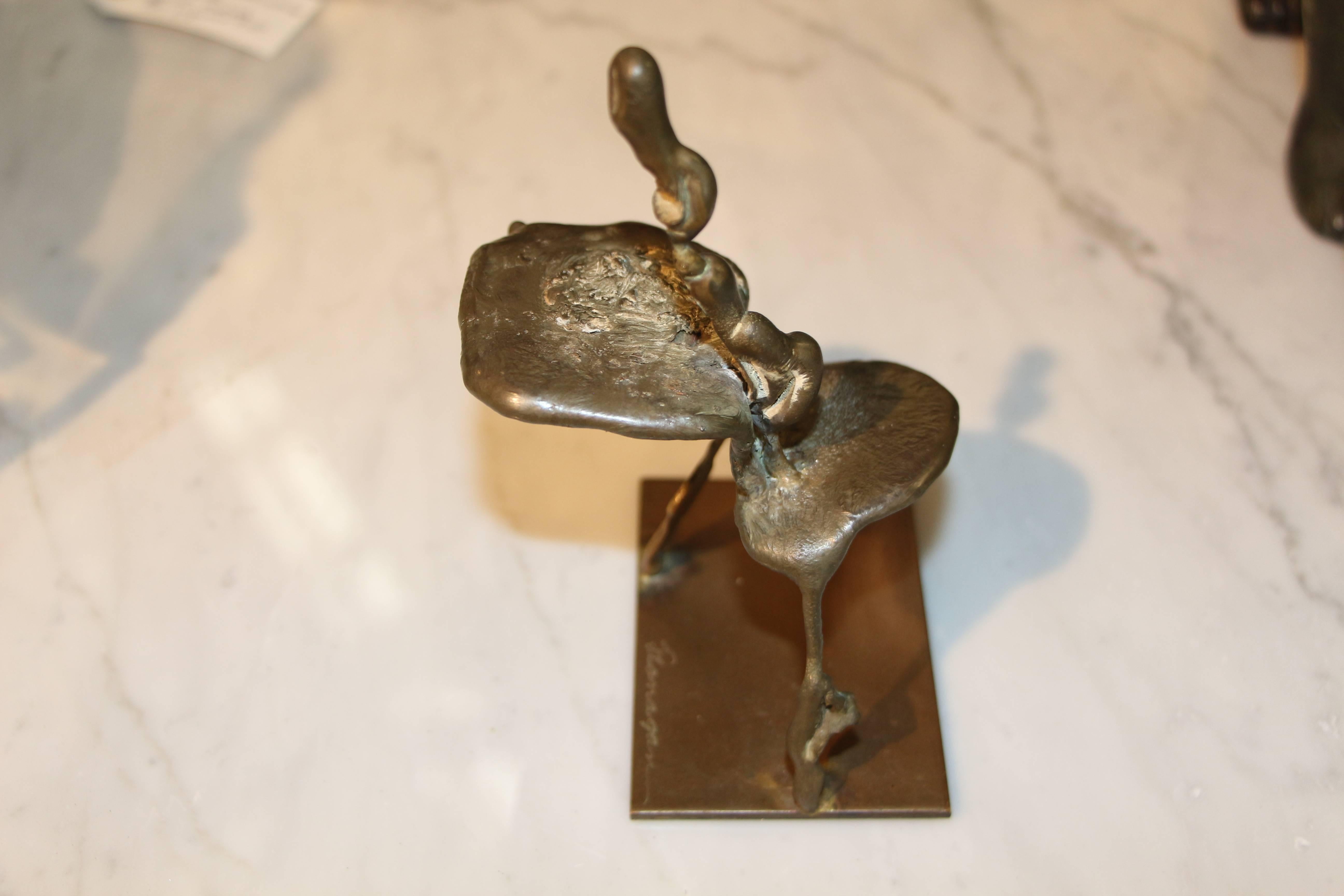 20th Century Nice Bronze in the Manner of Barry Flanagan Signed Flanagan For Sale