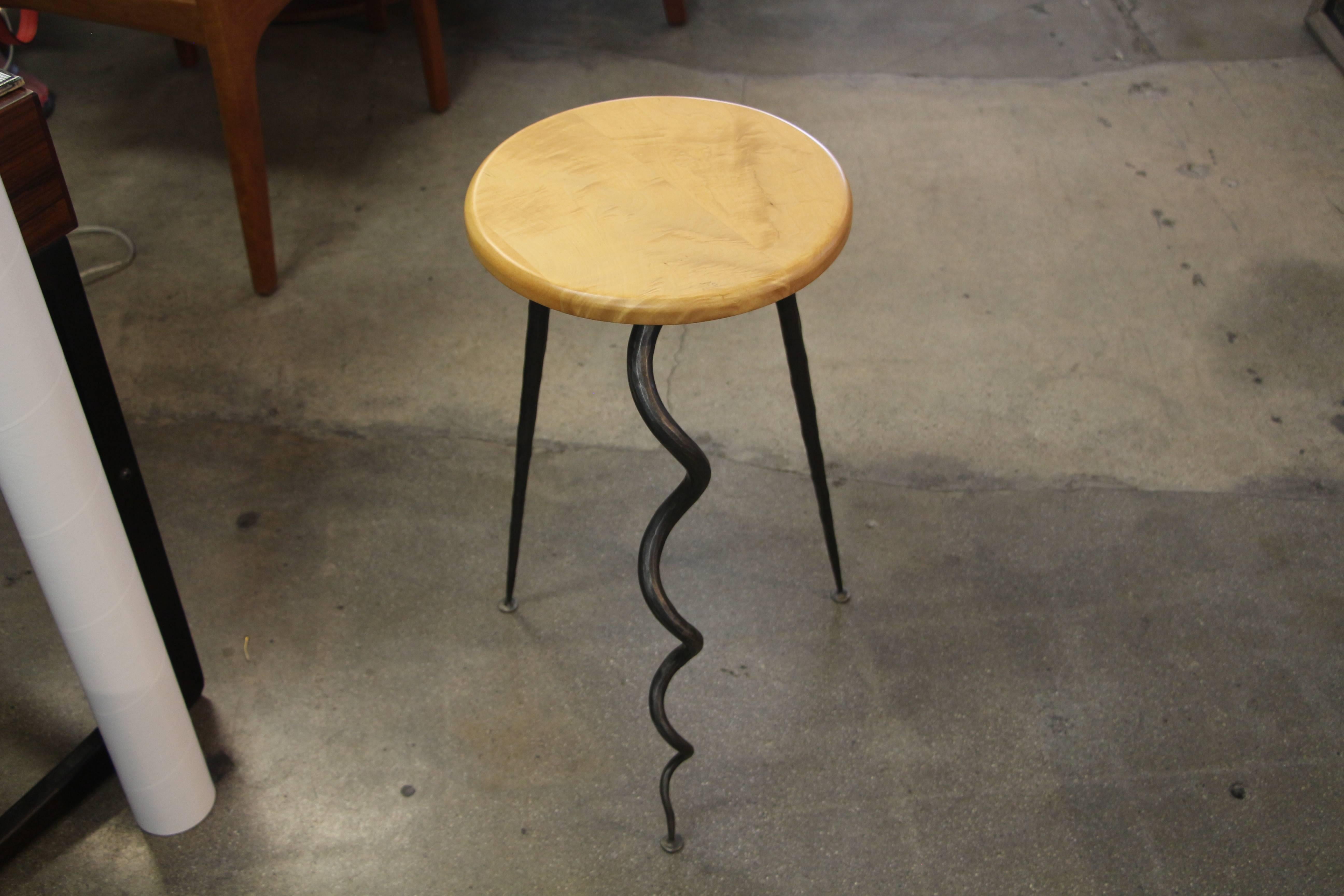 A nice handmade stool signed by Dennis Proksa. Nicely handmade on swivel top.
 