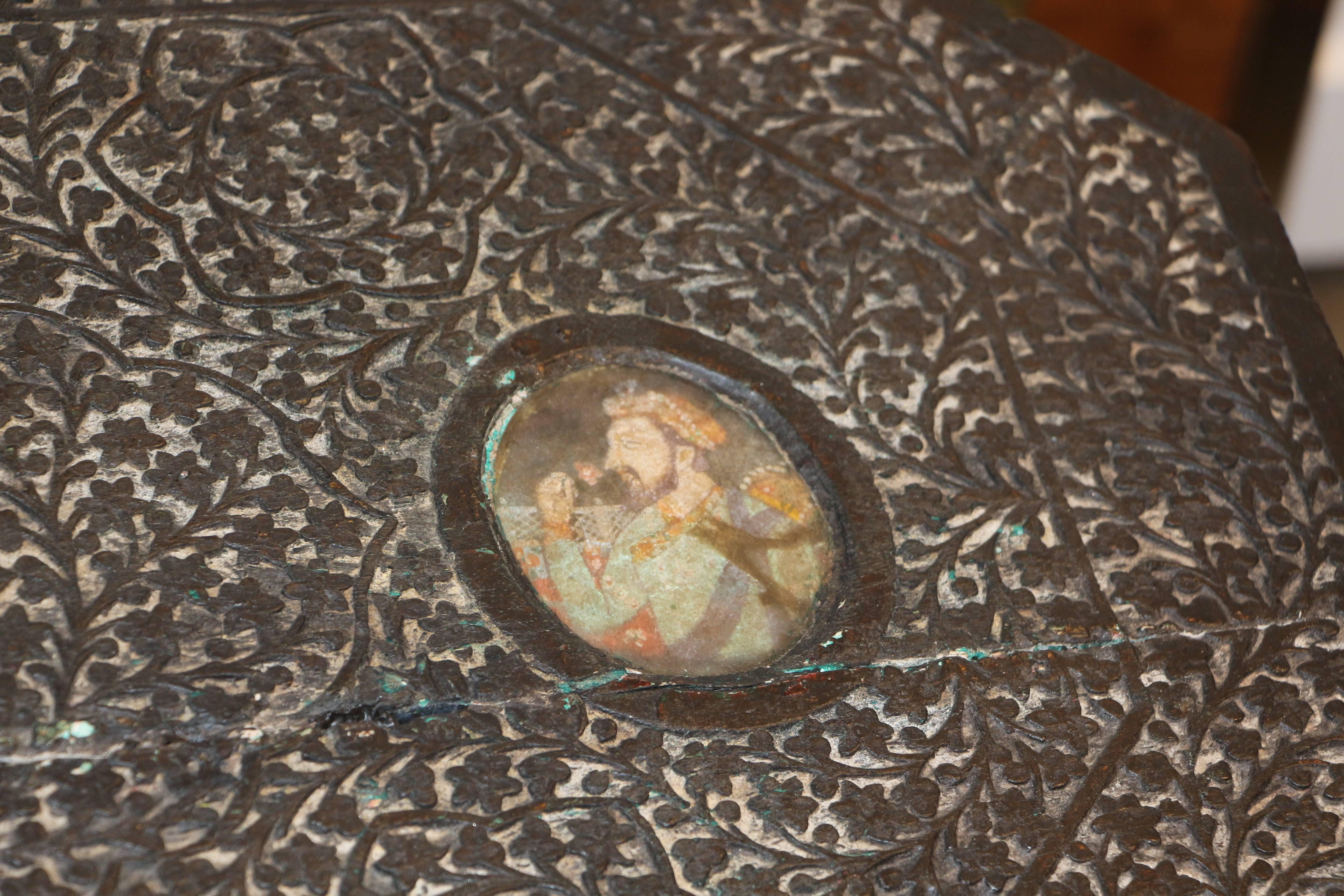 Pair of Indian Probably Mughal Dowry or Marriage Chests with Portraits 1