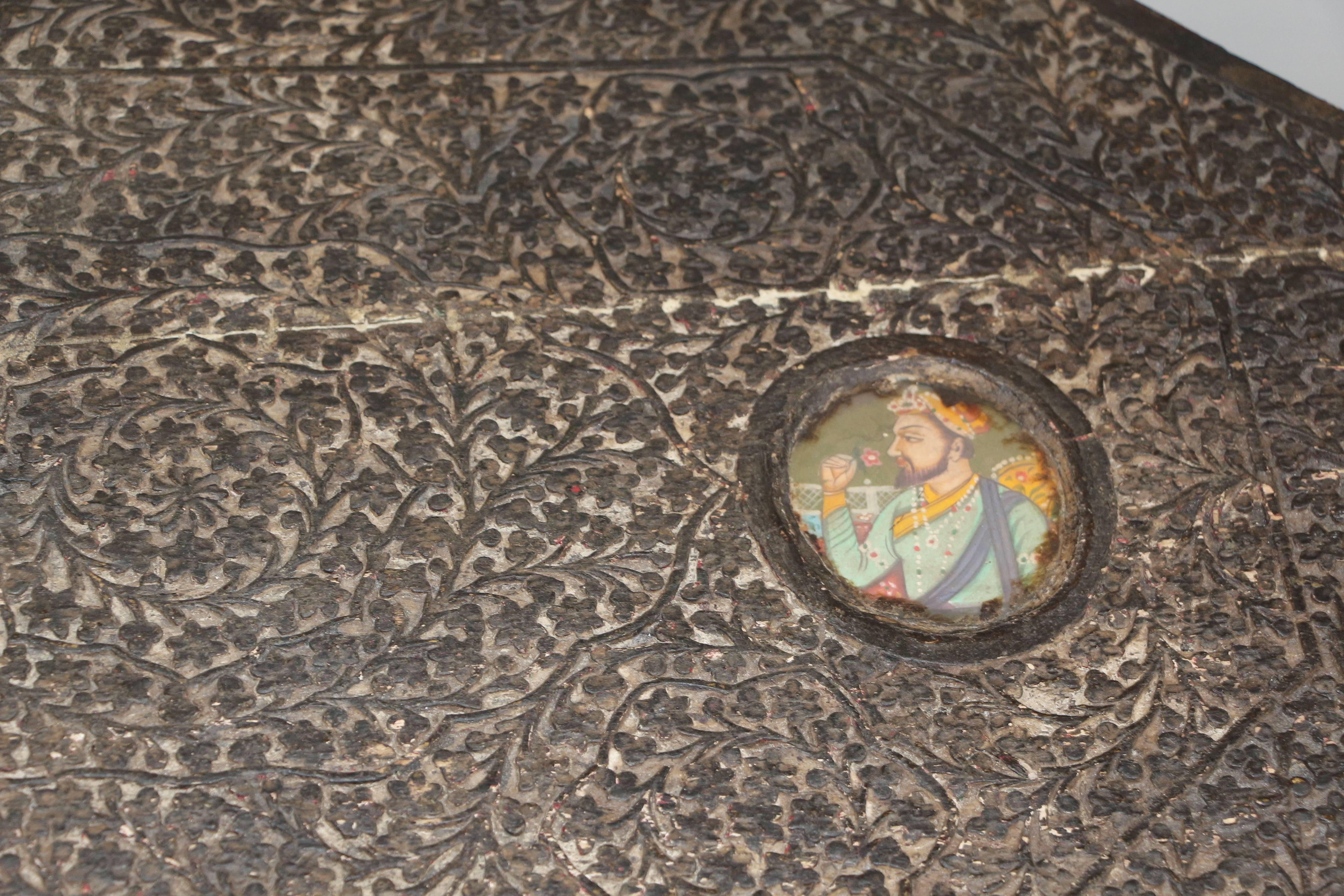 Pair of Indian Probably Mughal Dowry or Marriage Chests with Portraits 5