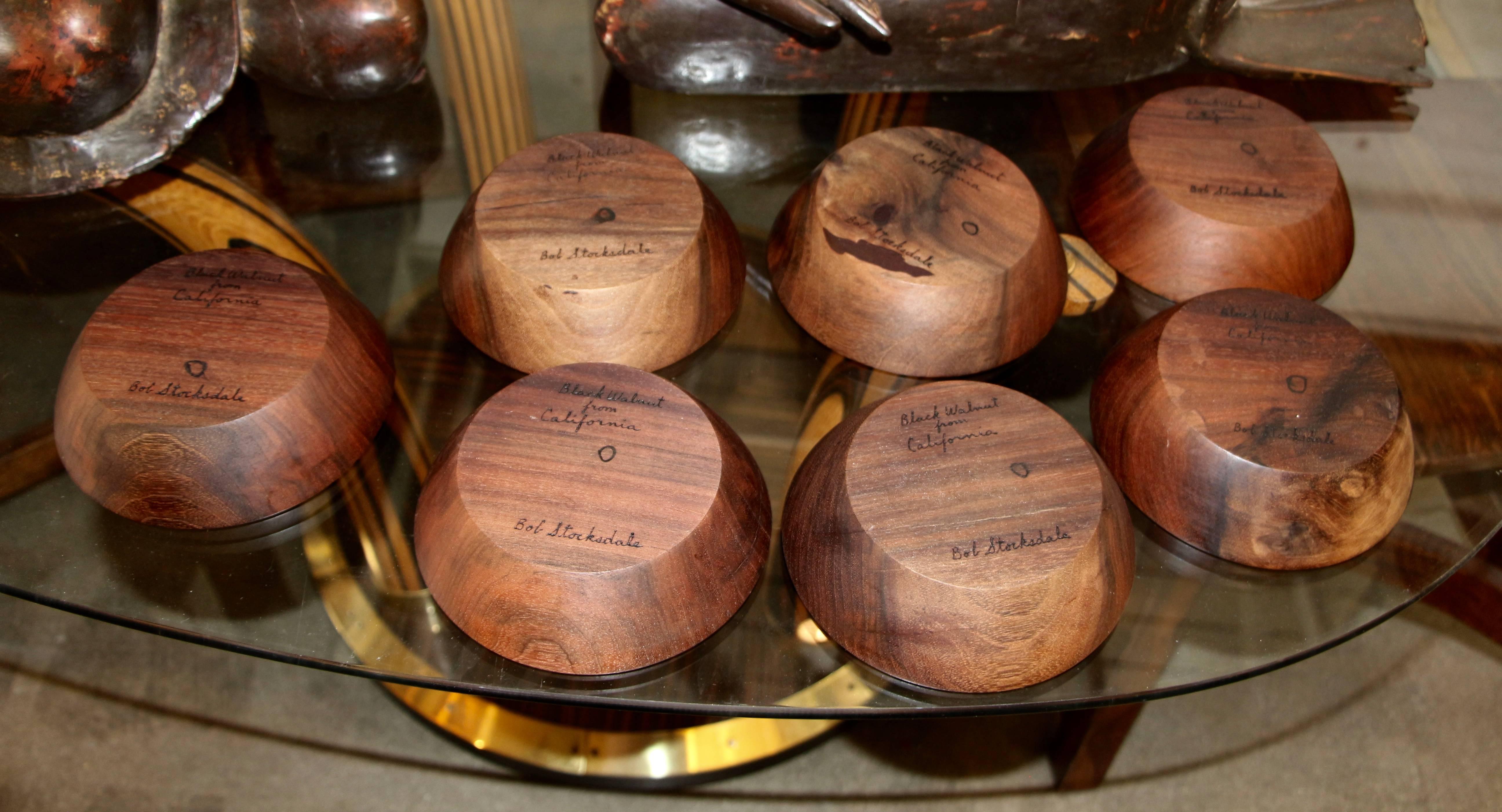 Seven Bob Stocksdale Black Walnut Hand-Turned Bowls In Good Condition In Palm Springs, CA