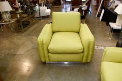 Great Oversized Club Chairs New Ralph Lauren Linen Upholstery on Steel Plinths