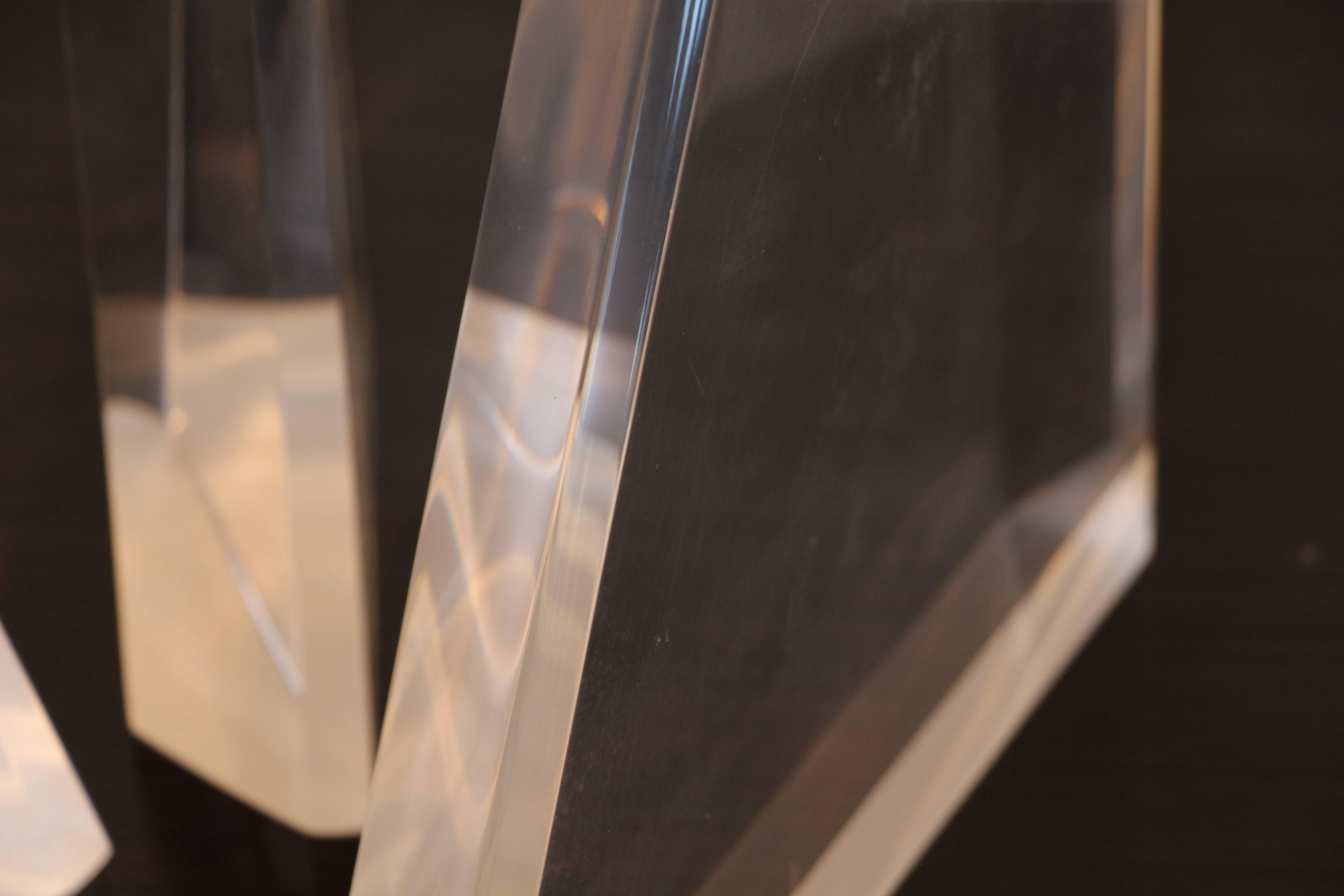 Three Bijan Bahar Triangular Lucite Sculptures In Good Condition For Sale In Palm Springs, CA