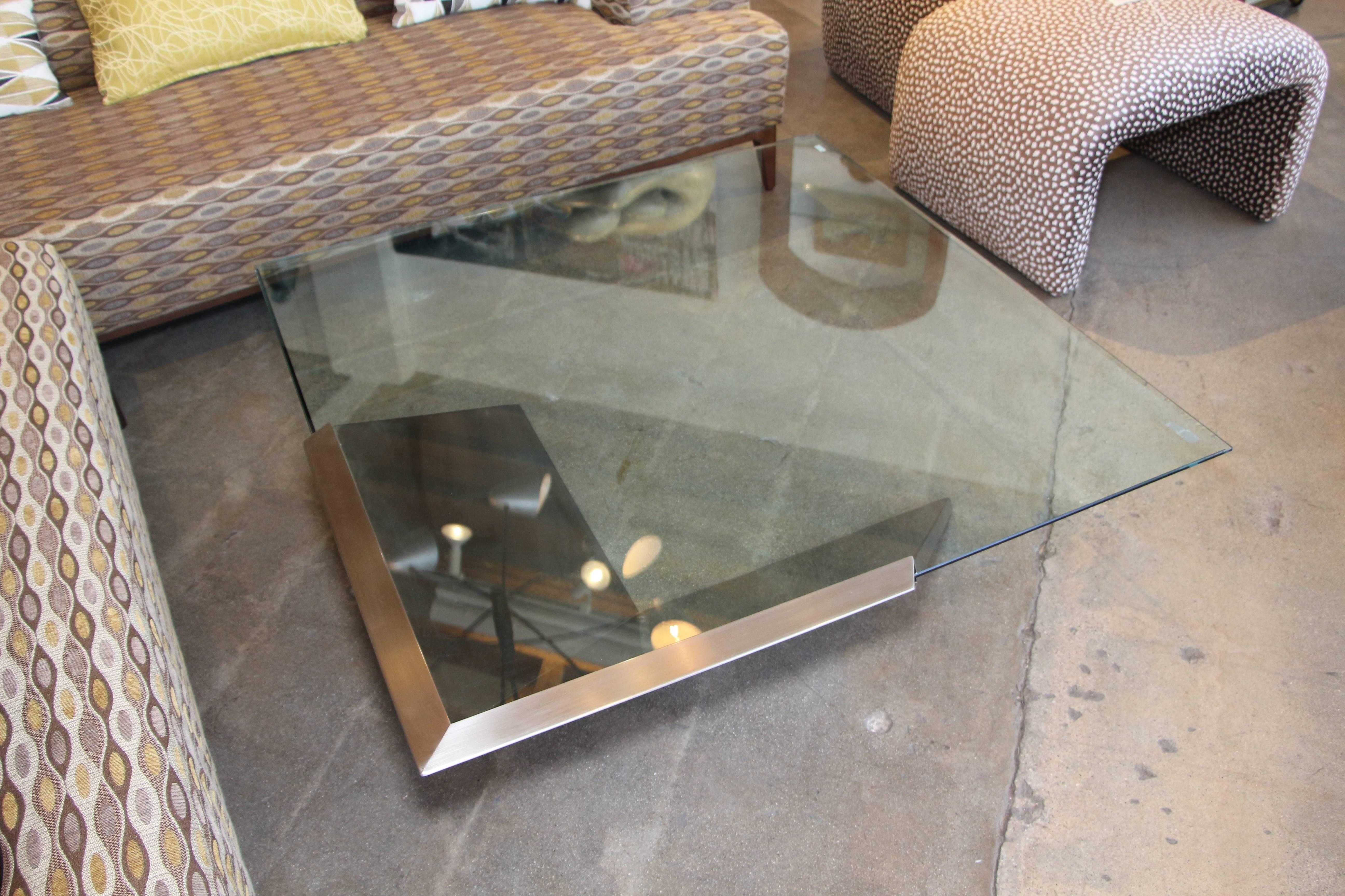 Brueton J. Wade Beam Cantilevered Brushed Stainless Steel Coffee Table 3