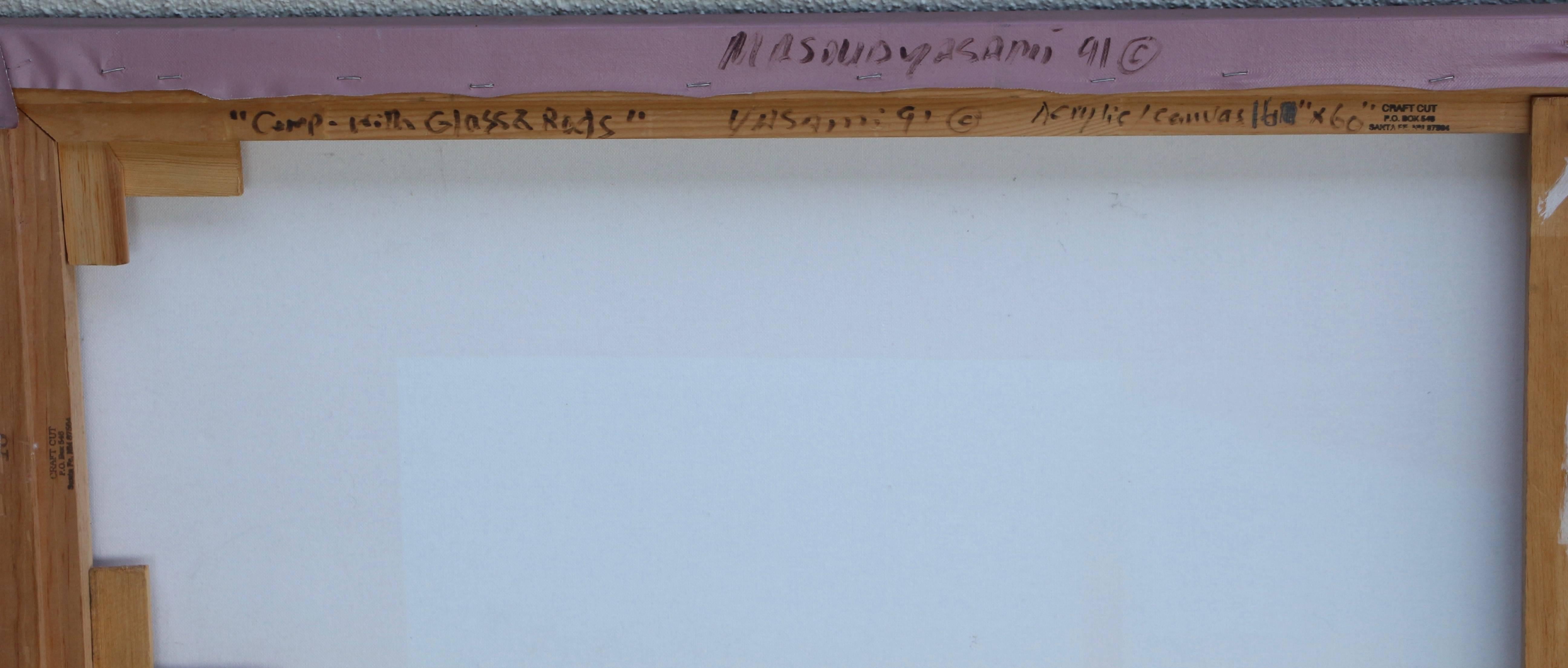 Pittura Masoud Yasami Camp Willa con rack di vetro, 1991-1992 in vendita