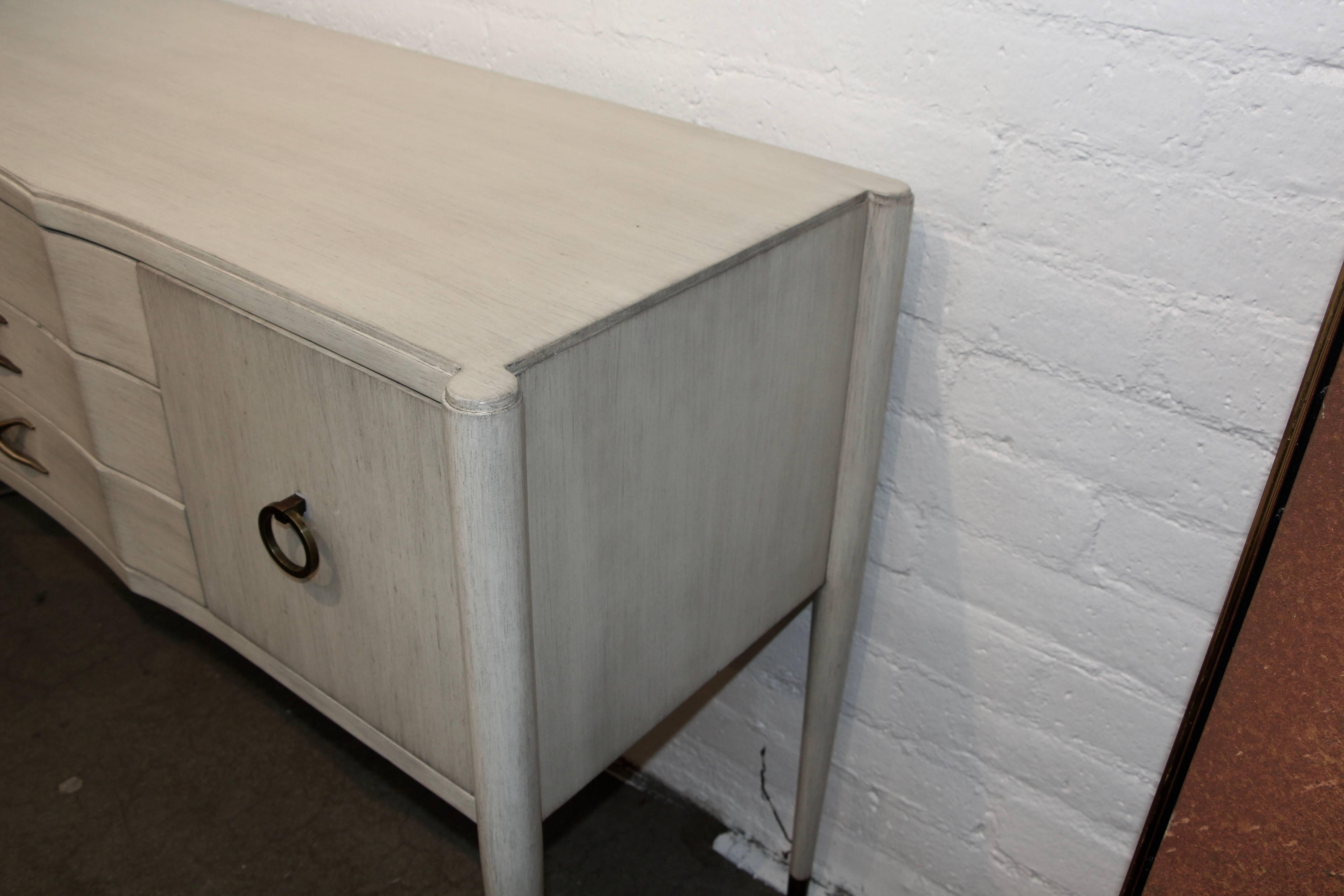 Mid-20th Century Paul Frankl for Brown Saltman Credenza in a White Wash Finish