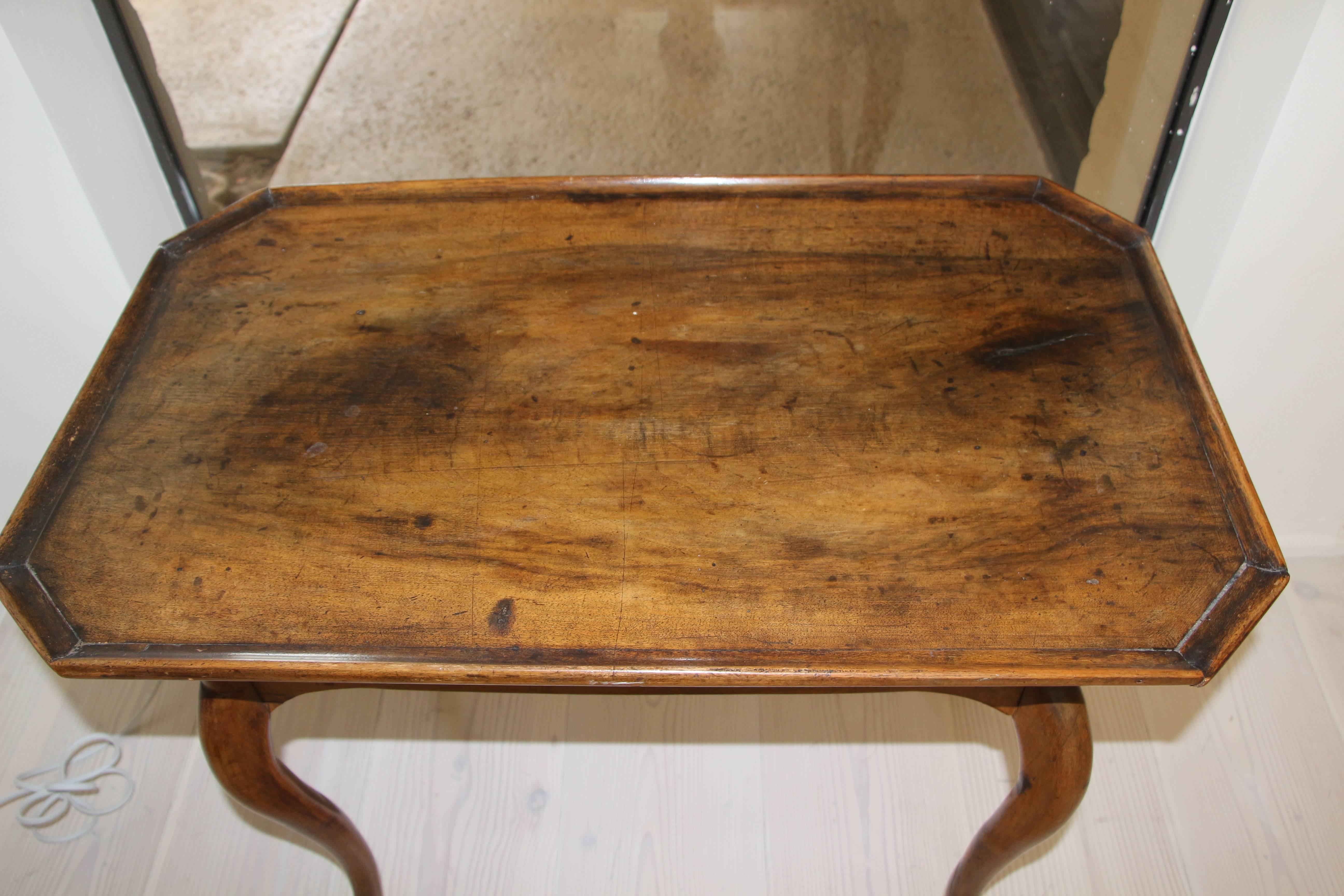 A very pretty French probably Louis XV 18th century table with hoof feet and one drawer. Nice overall patina and a very delicate looking table. Purchased at a major auction house. Please note that the table has age appropriate problems and it's