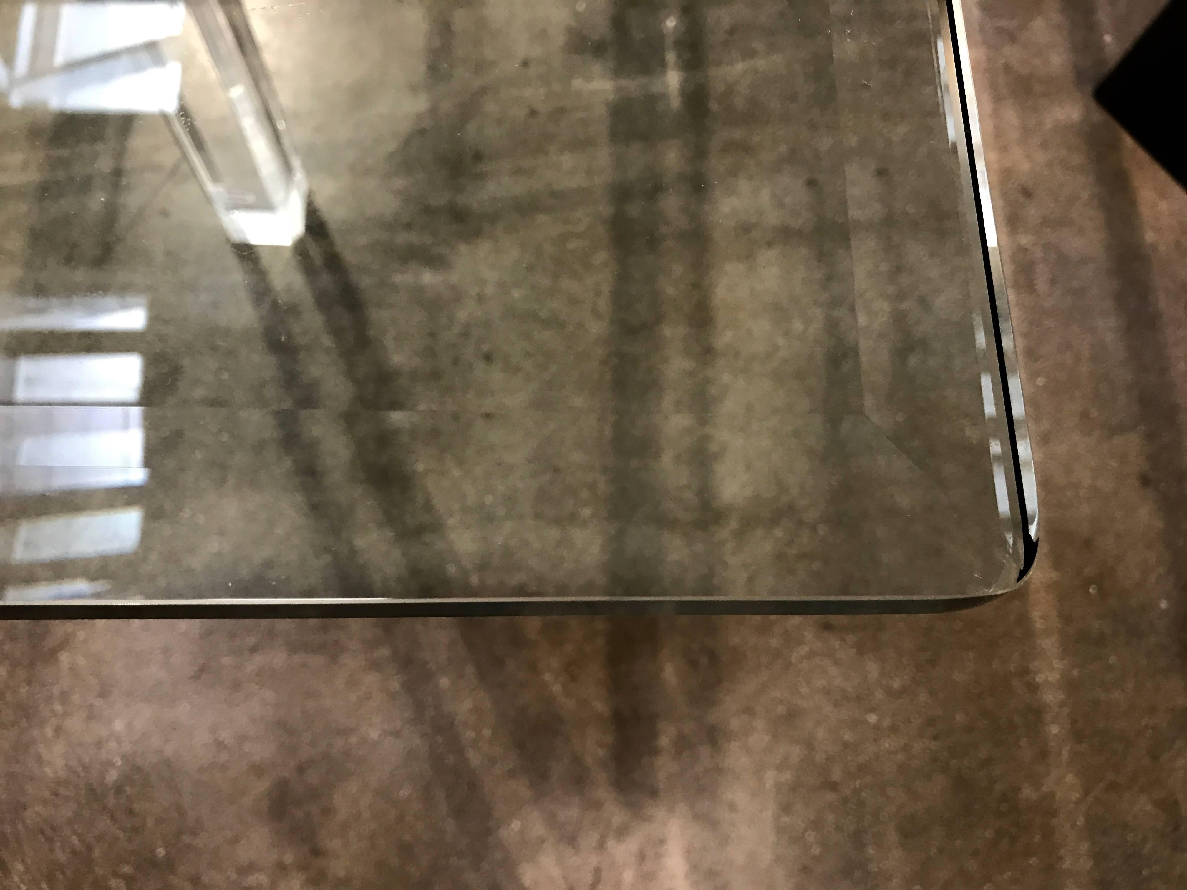 Spectacular Lucite Base Dining Table with Great Beveled Edge Glass Top In Good Condition In Palm Springs, CA
