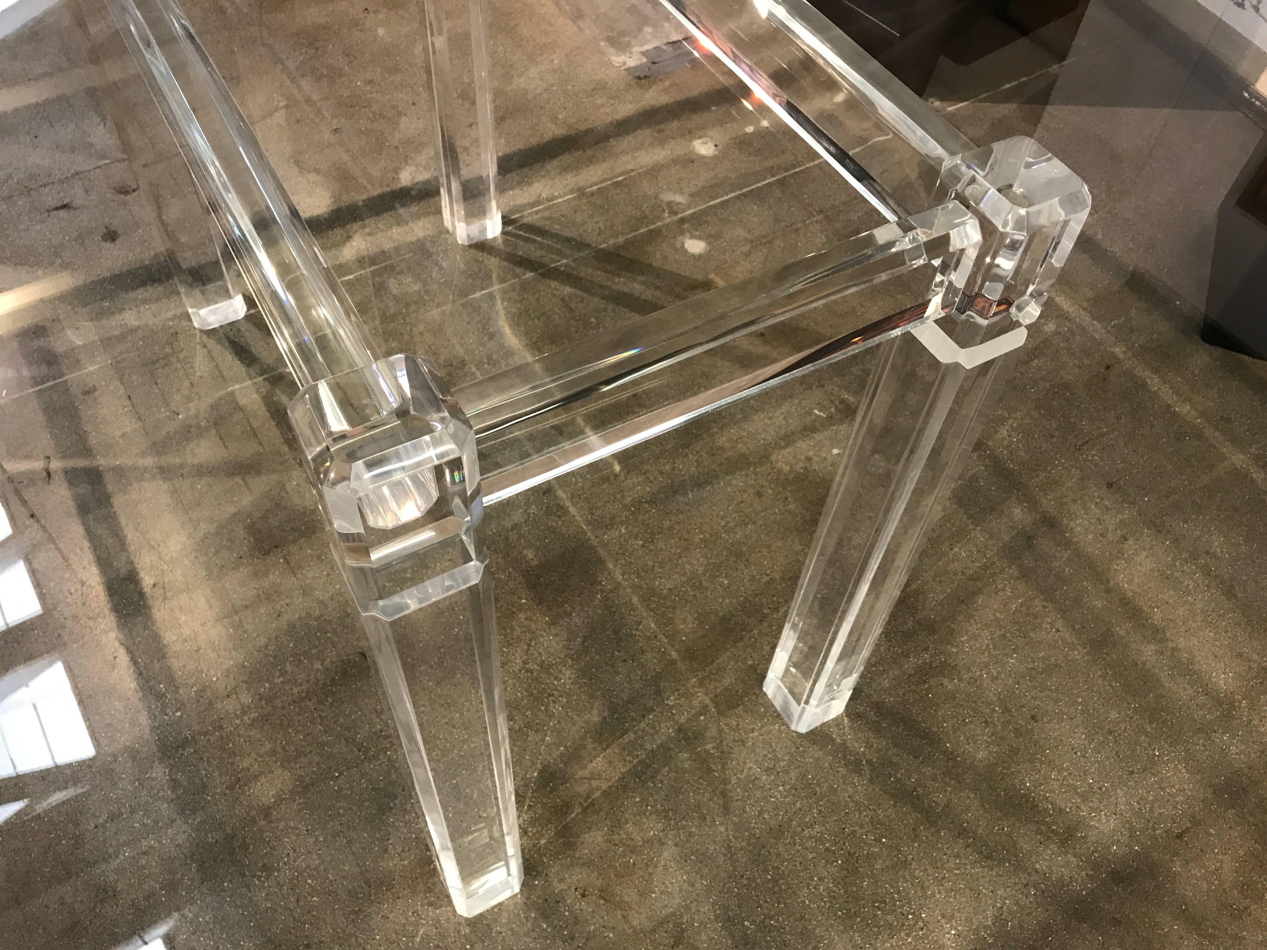 Spectacular Lucite Base Dining Table with Great Beveled Edge Glass Top 2