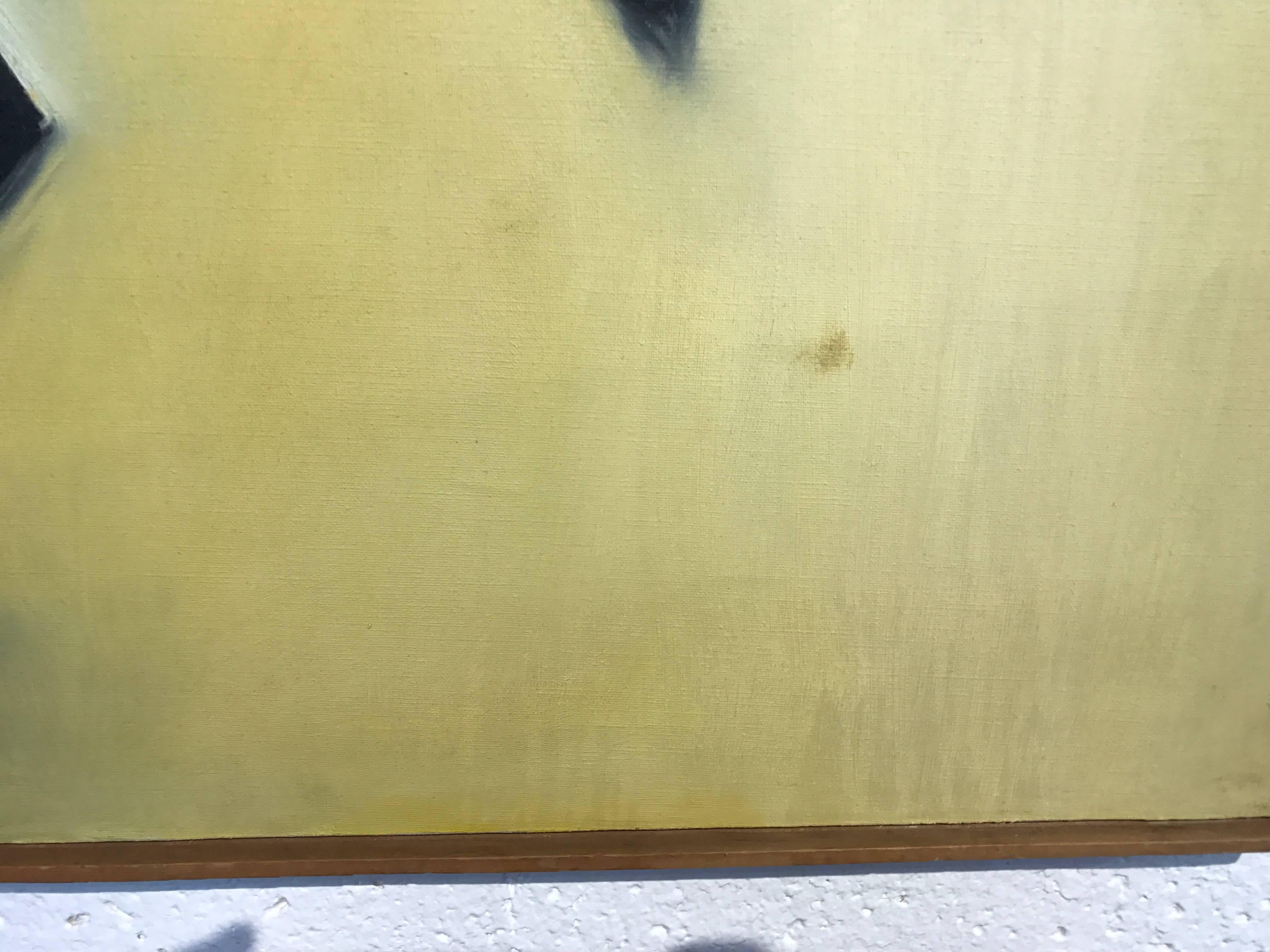 Une belle peinture abstraite aux teintes brunâtres de l'artiste renommé Arnold Weber (1931-2010). L'abstrait est dans un cadre à bandes qui présente des marques, des rayures et quelques pertes mineures. Il est signé et daté de 1966 sur le fond. Il y