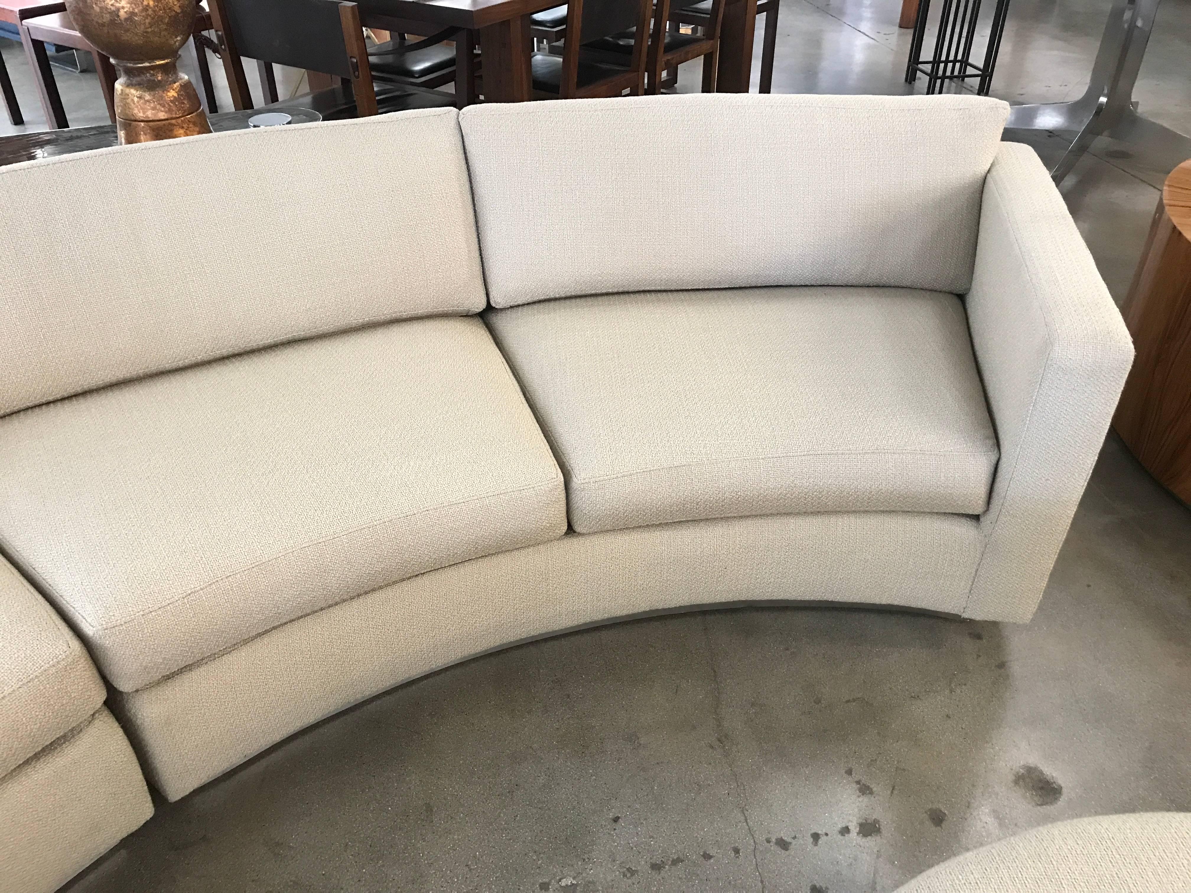 Thayer Coggin Milo Baughman Curved Sofa and Ottoman with Brushed Steel Plinth In Good Condition In Palm Springs, CA