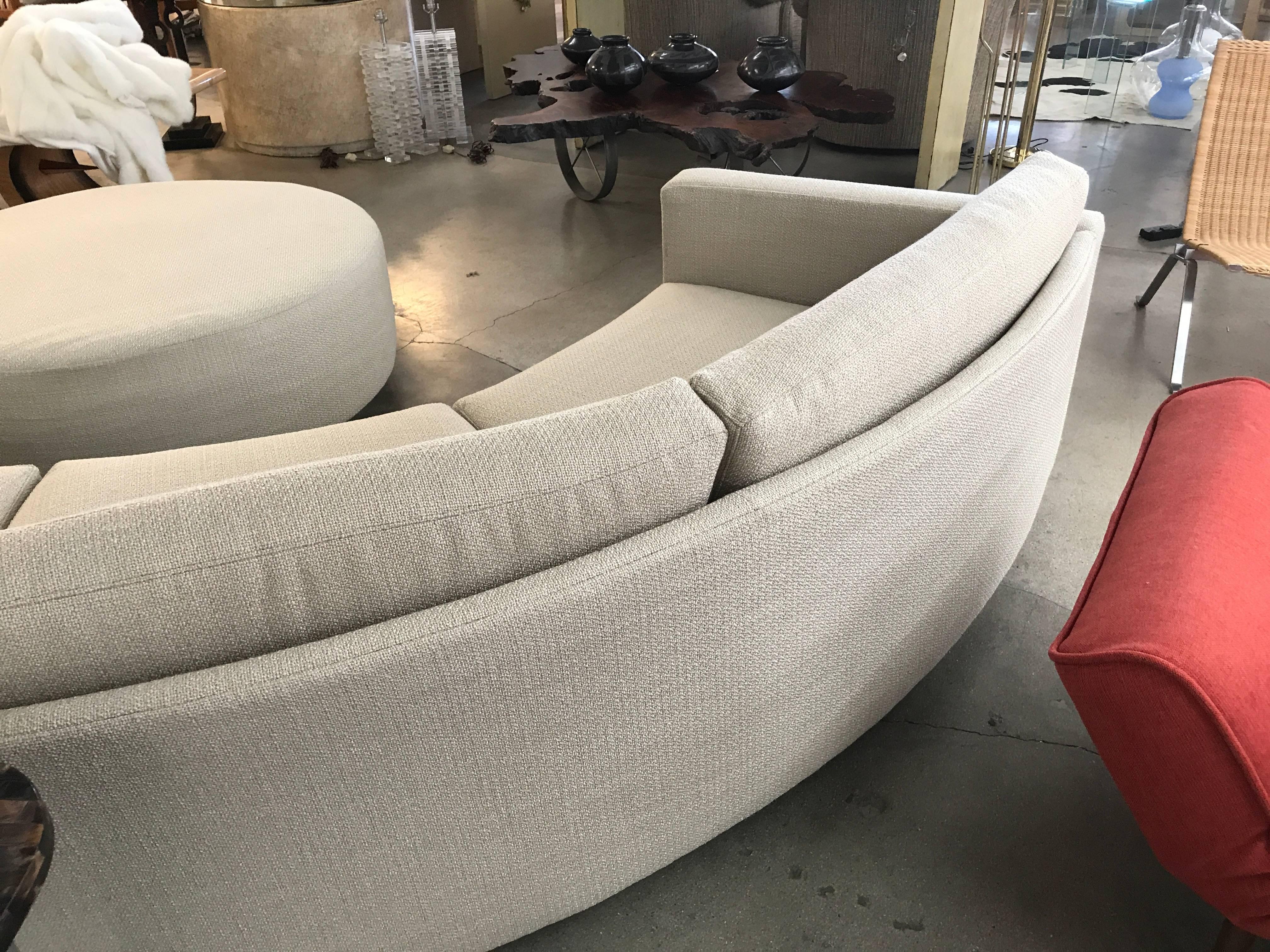 Thayer Coggin Milo Baughman Curved Sofa and Ottoman with Brushed Steel Plinth 1