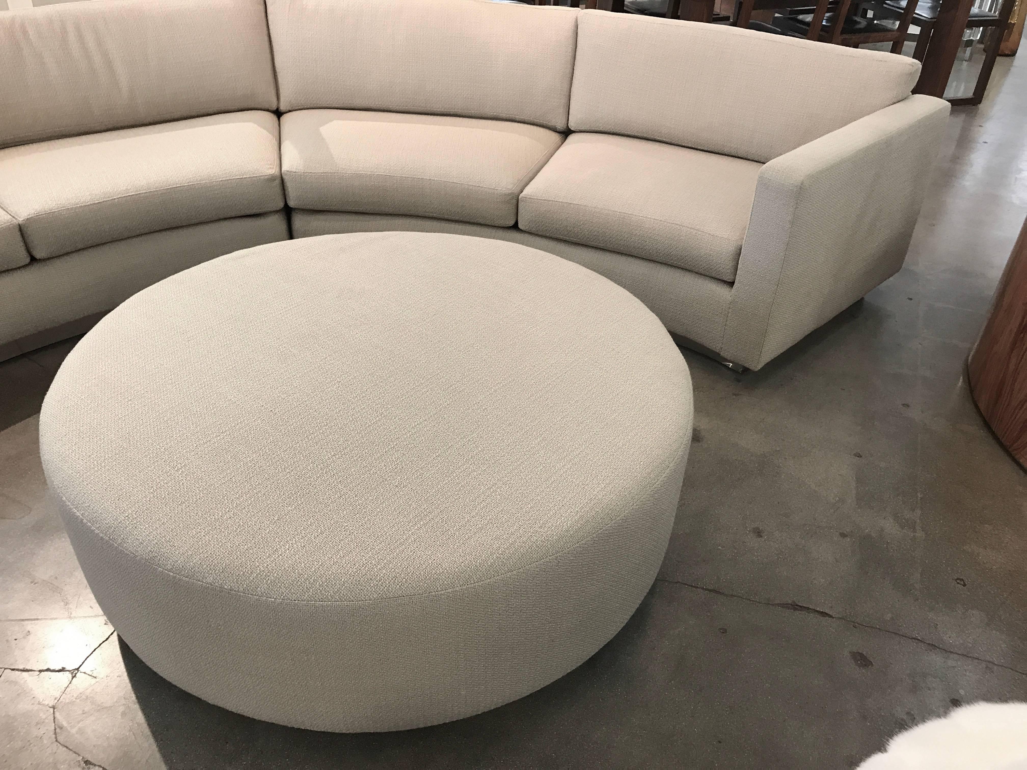 Thayer Coggin Milo Baughman Curved Sofa and Ottoman with Brushed Steel Plinth 3
