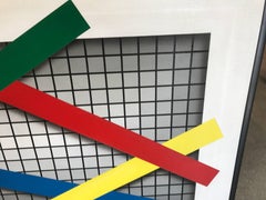 Joseph Ramsauer Postmodern 1987 "Primary Forms on Grid" Painting or Collage