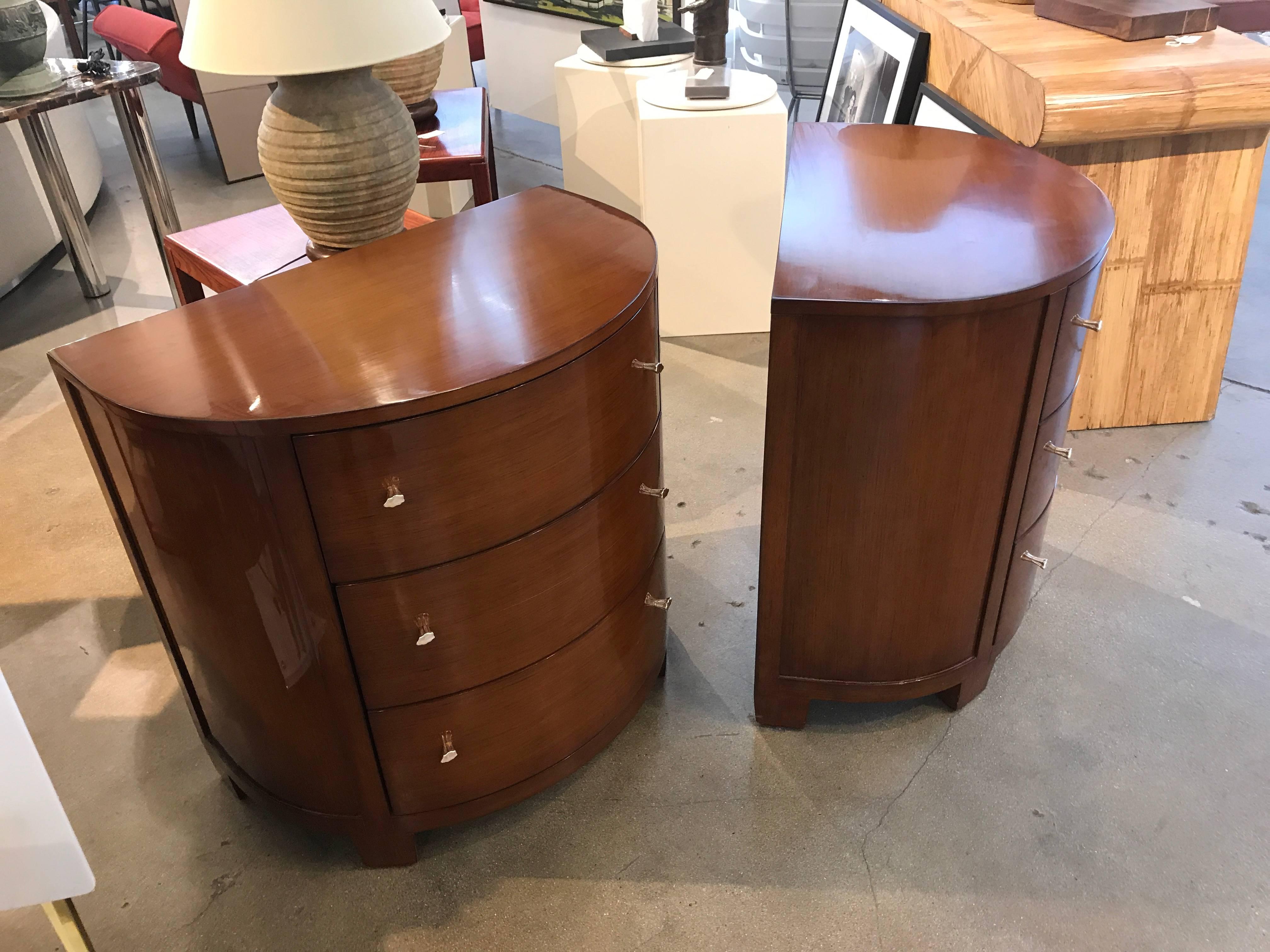 Pair of Labelled Demilune Nancy Corzine Nightstands or End Tables 1