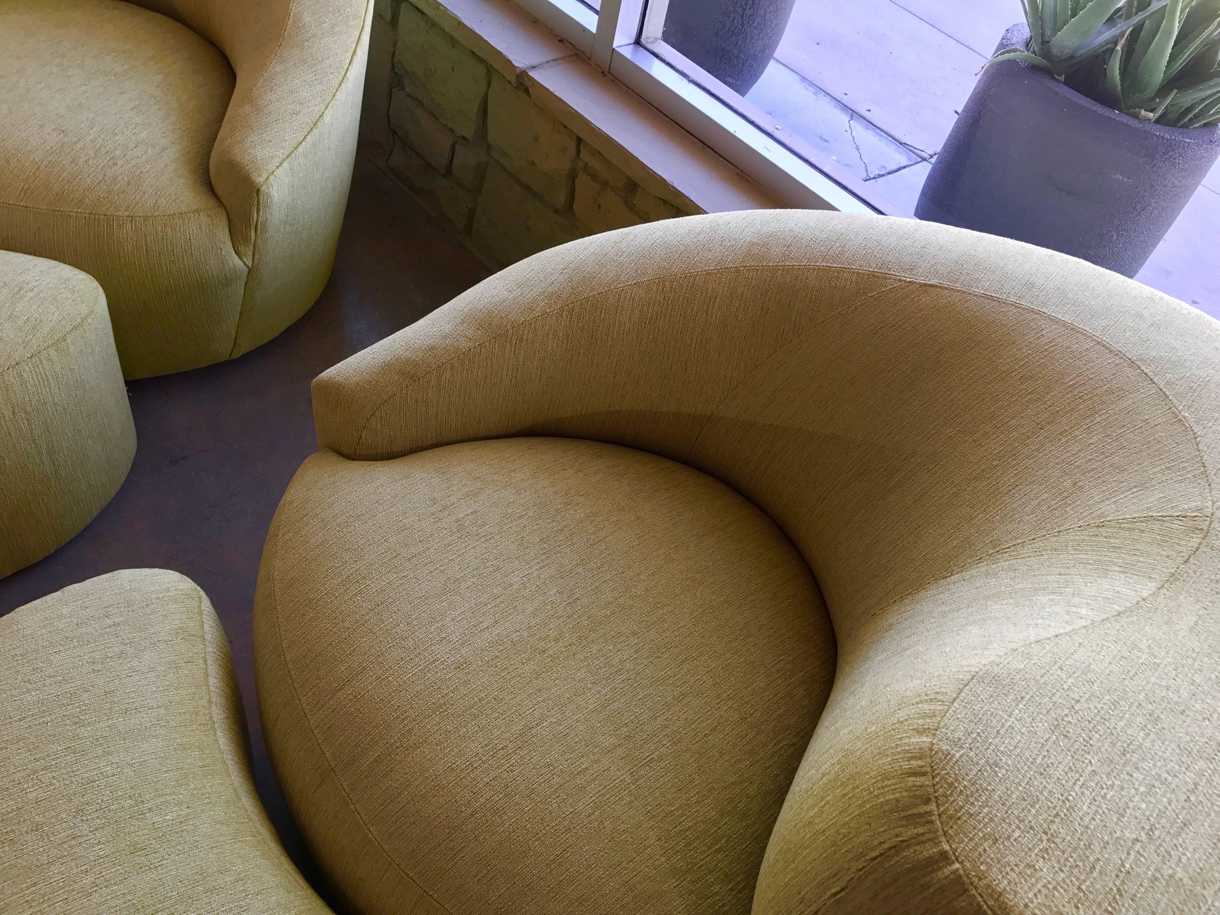 Pair of Vladimir Kagan Designed Nautilus Chairs with Matching Ottomans 2