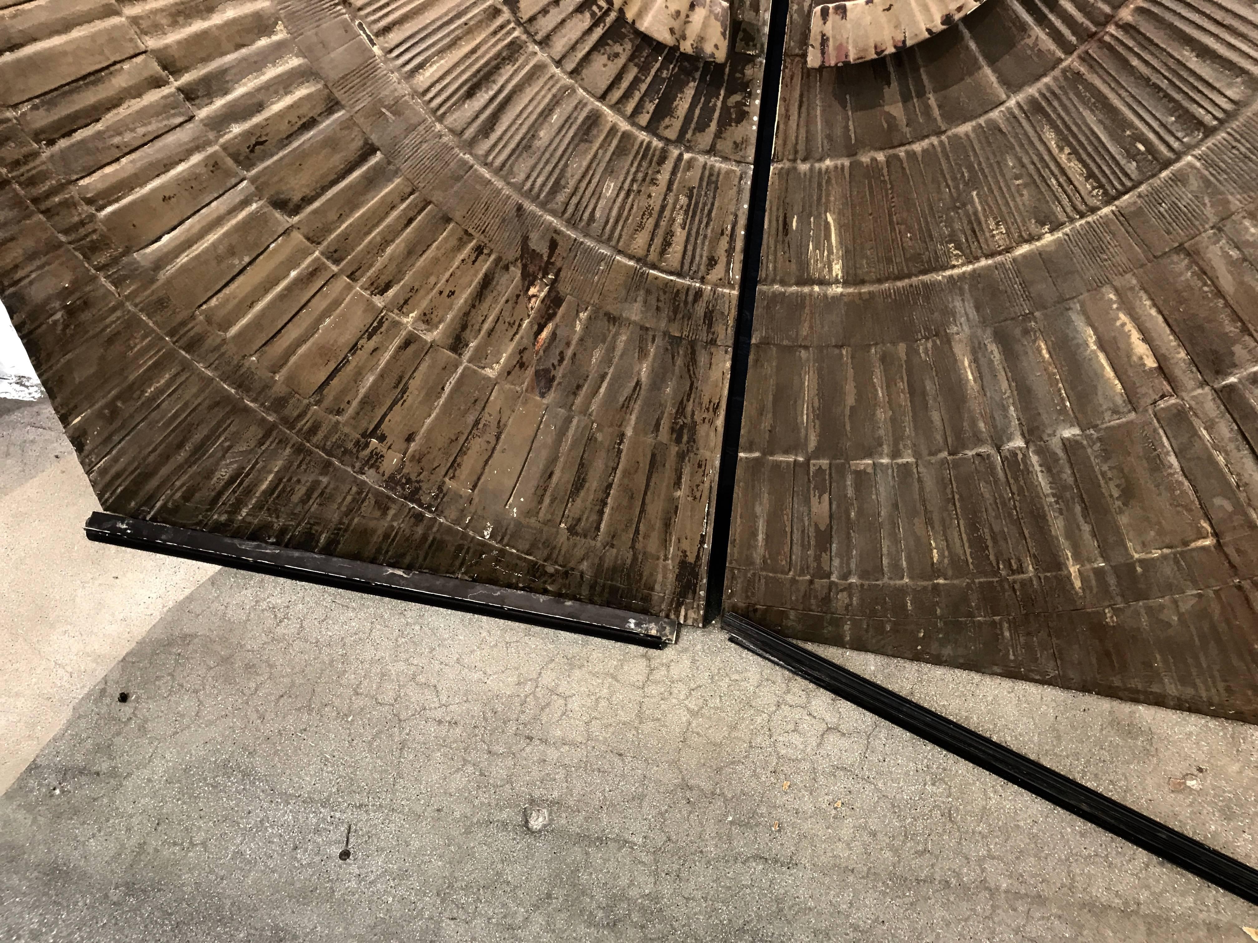 Late 20th Century Double-Sided Architectural Bronze Brutalist Sunburst Doors