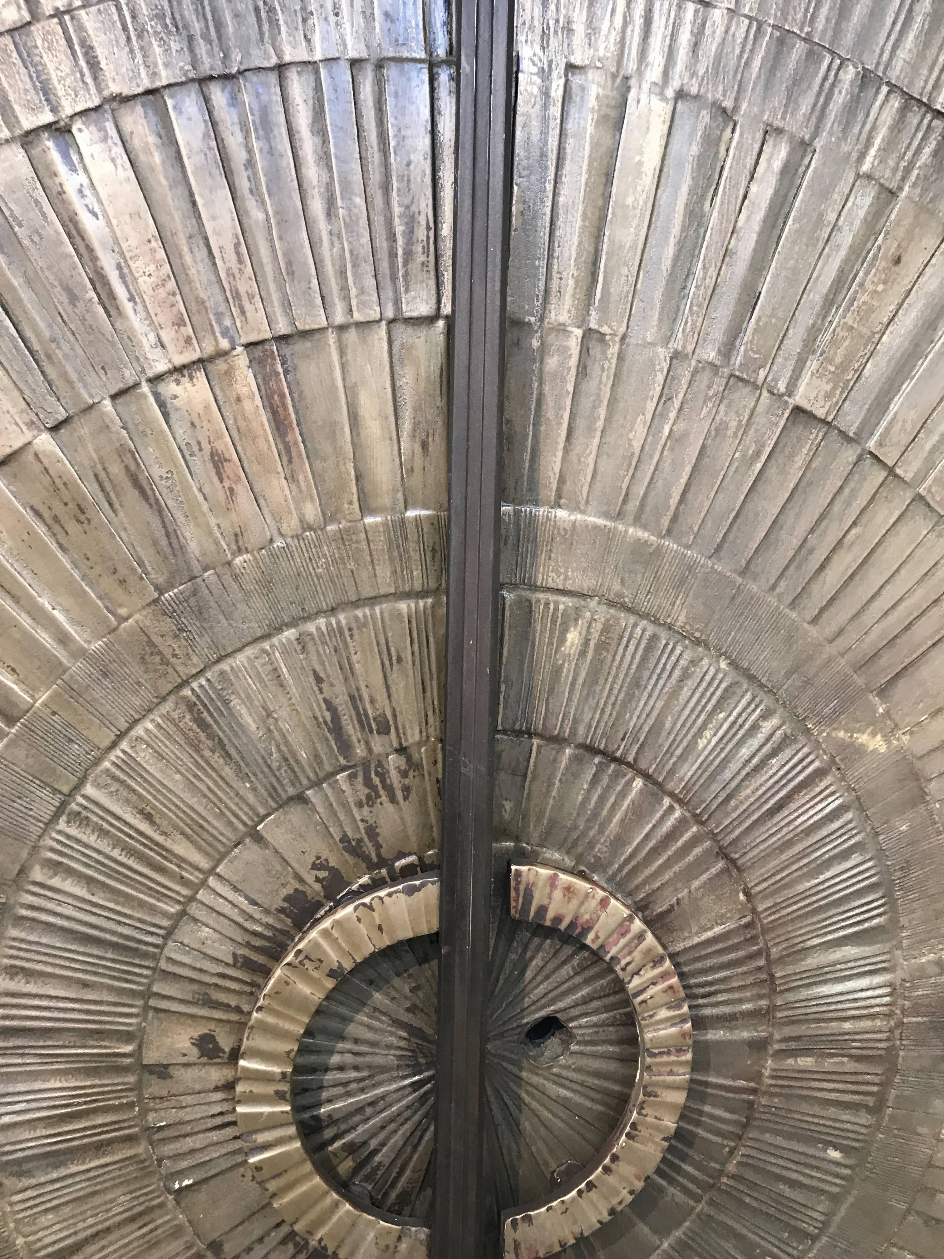 Double-Sided Architectural Bronze Brutalist Sunburst Doors 1