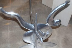 Pucci De ROSSI table haute guéridon cast aluminium with Glass Top