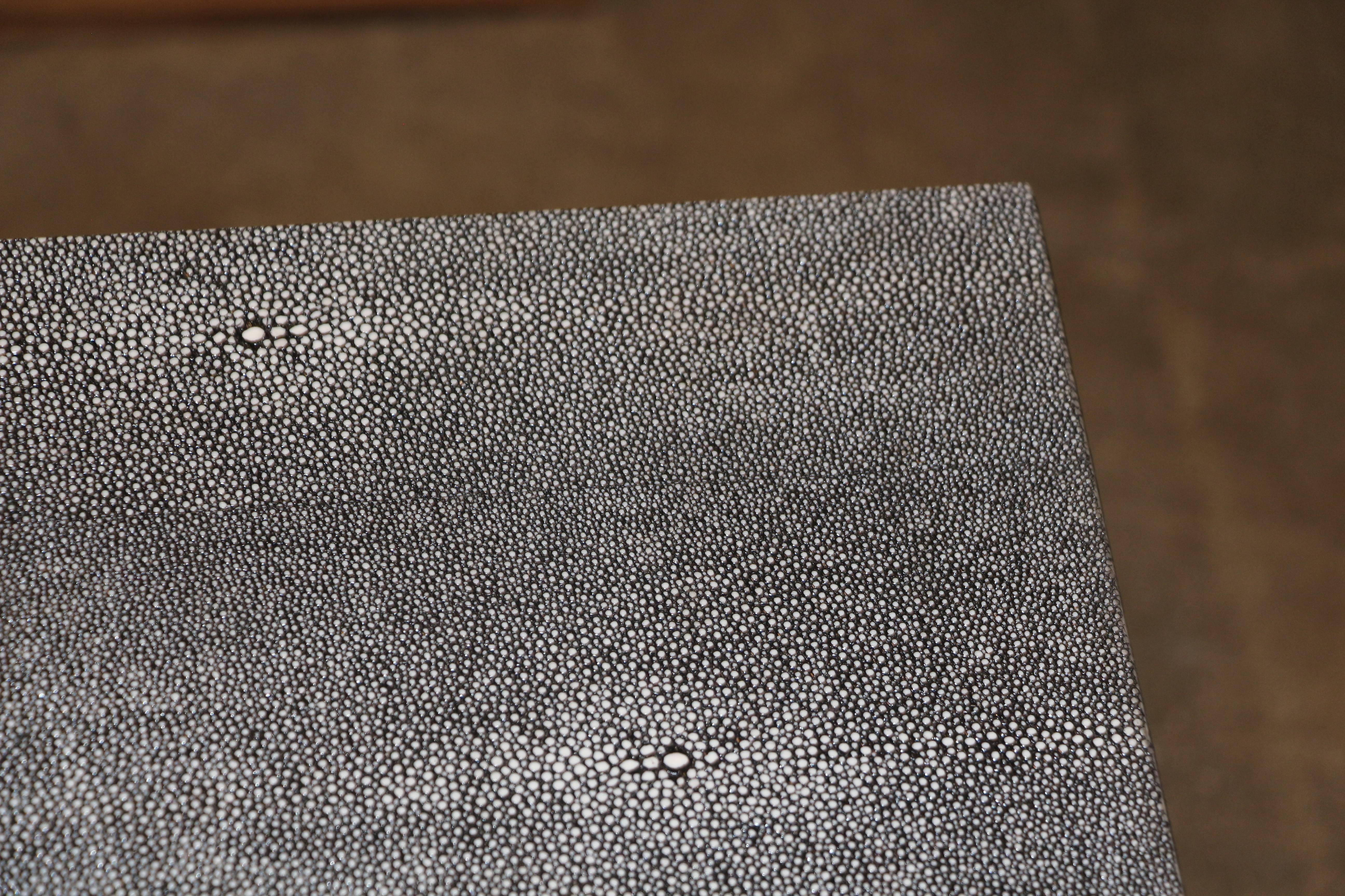 Faux Shagreen and Metal Coffee Table In Good Condition In Palm Springs, CA
