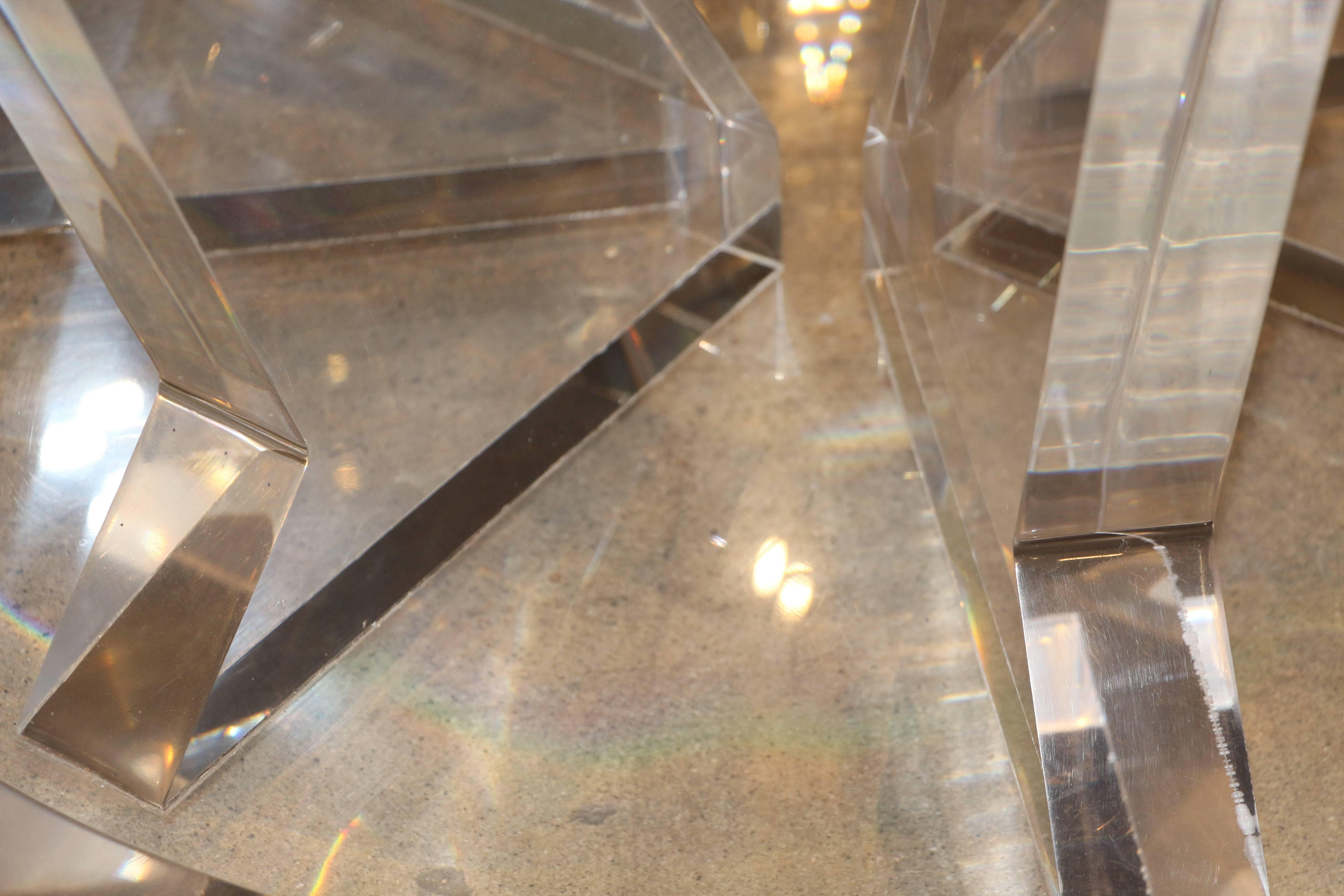 Cast Lucite Table with Flaring Legs and Lucite Top