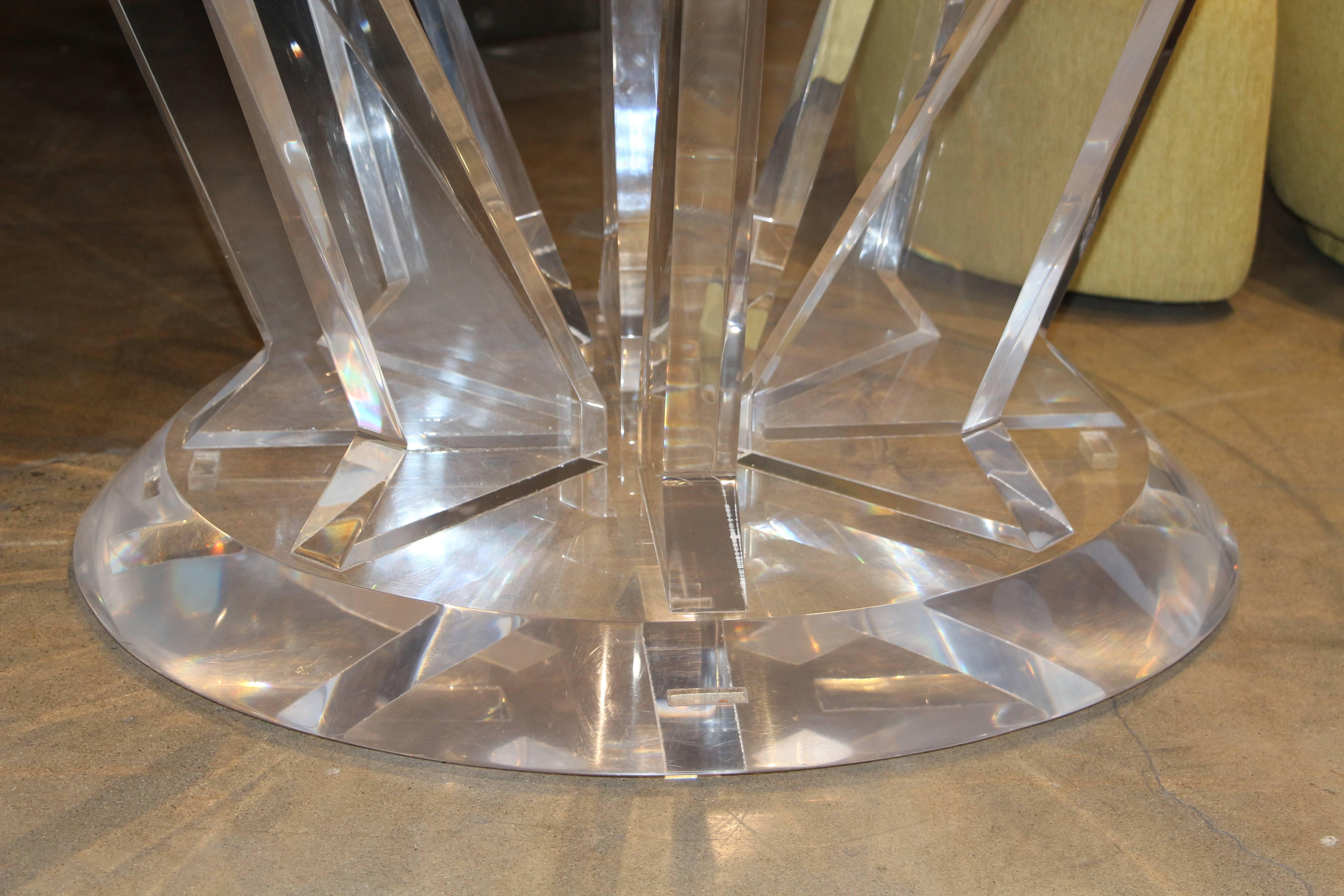 A stunning completely Lucite table with a 1