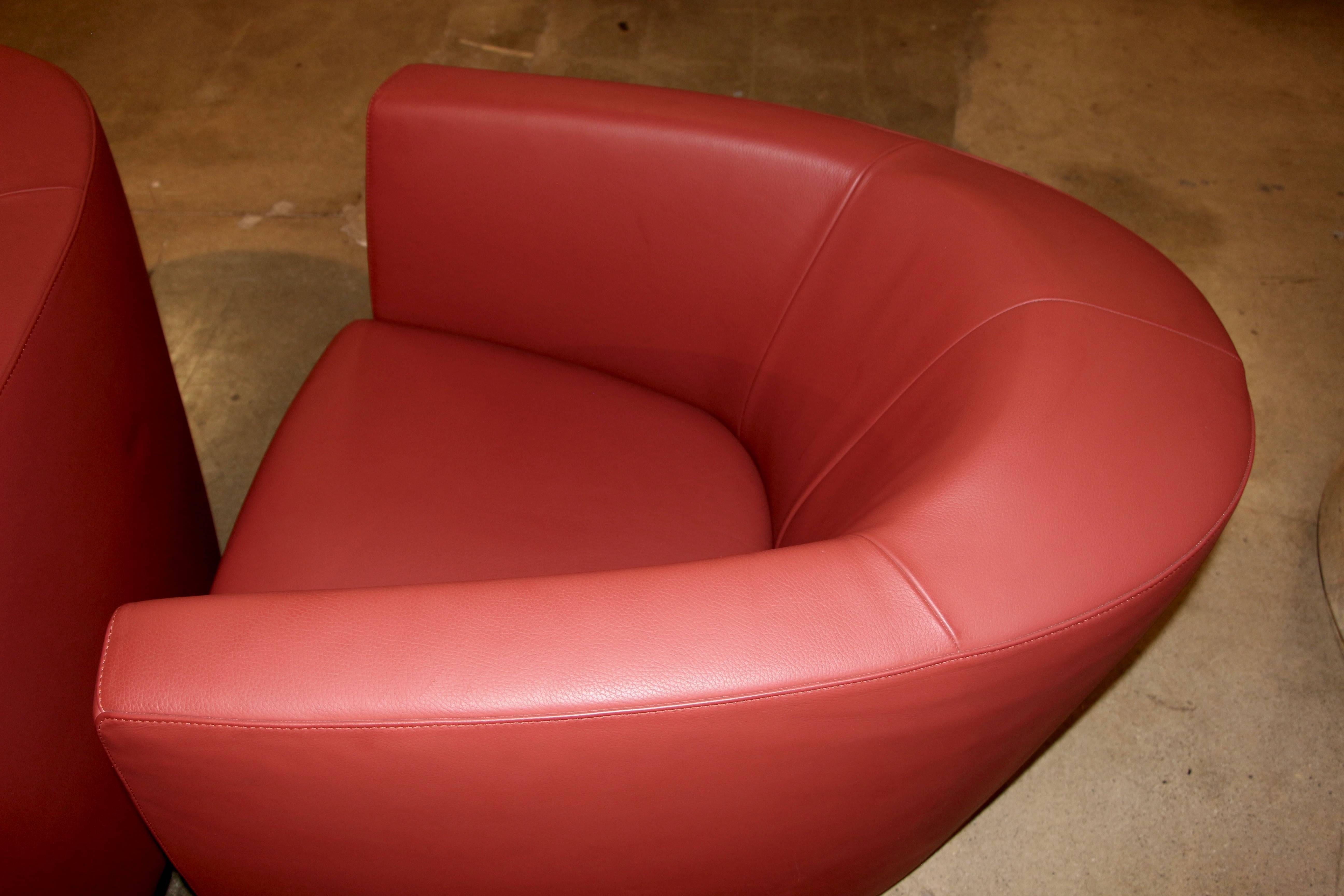 Team by Wellis Red Leather Chairs In Good Condition In Palm Springs, CA