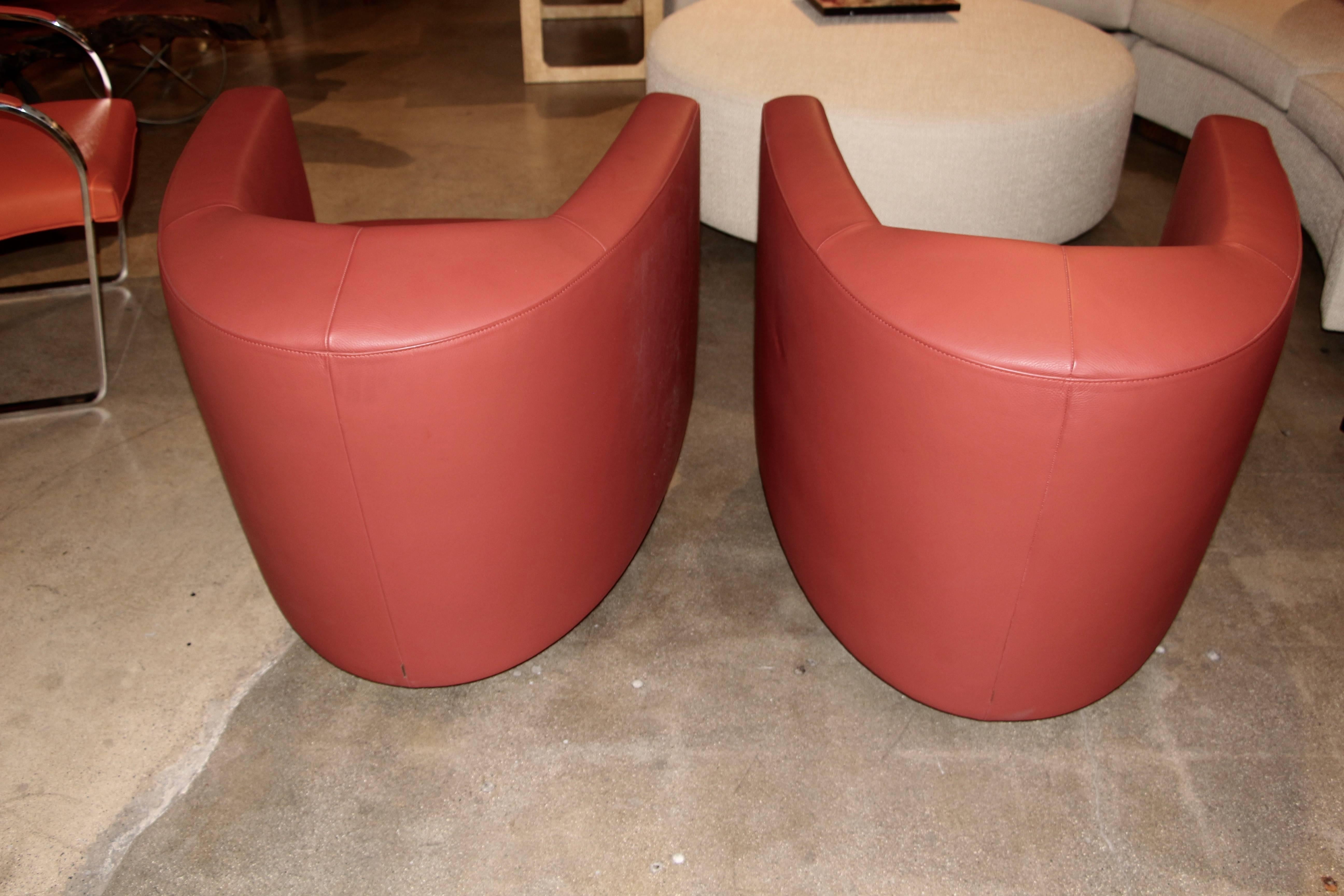 Team by Wellis Red Leather Chairs 4