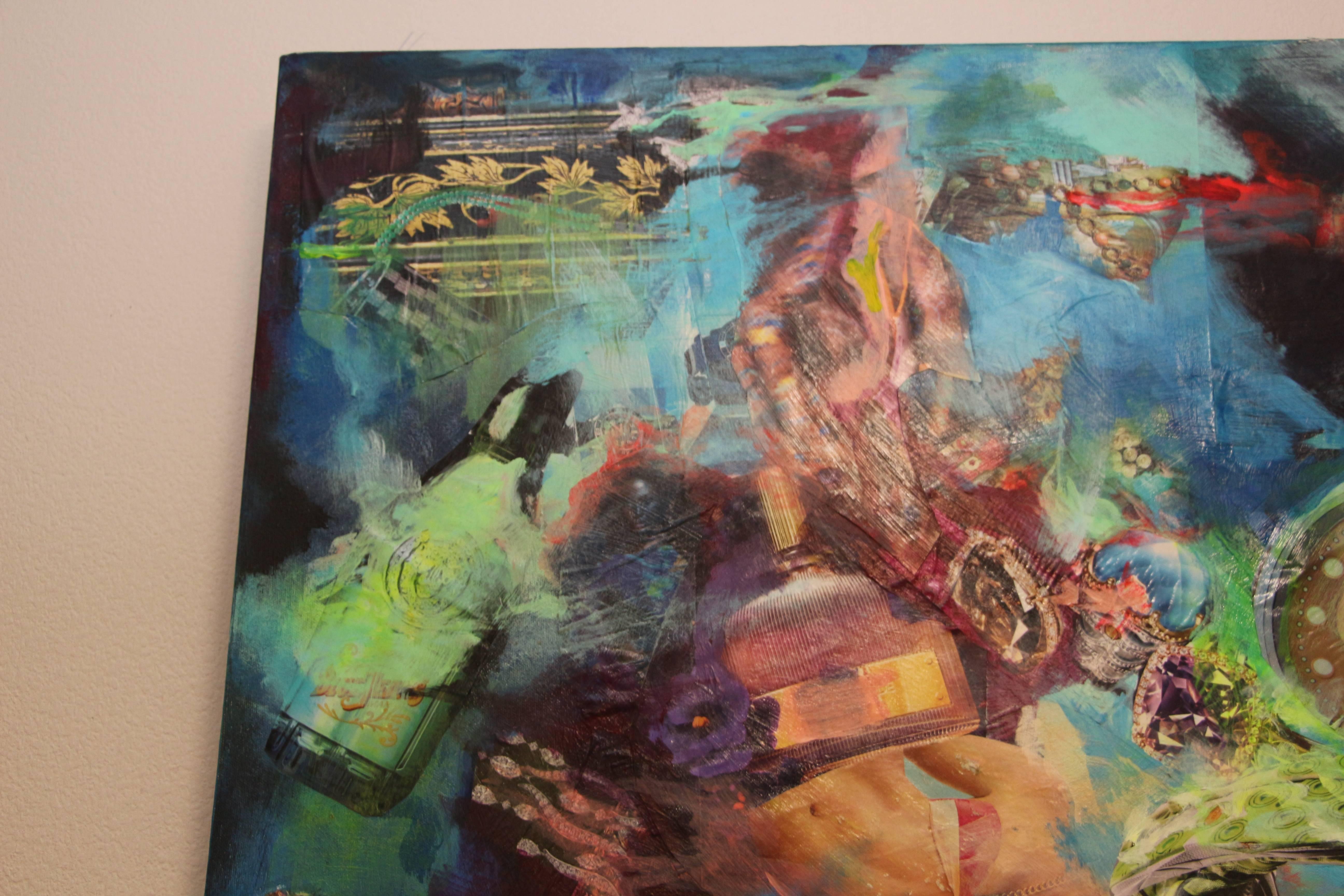 Contemporary Horological Collage Painting by Ally May Miller For Sale