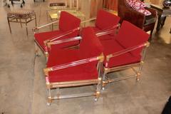 Four Lucite Rattan or Bamboo Ficks Reed Armchairs