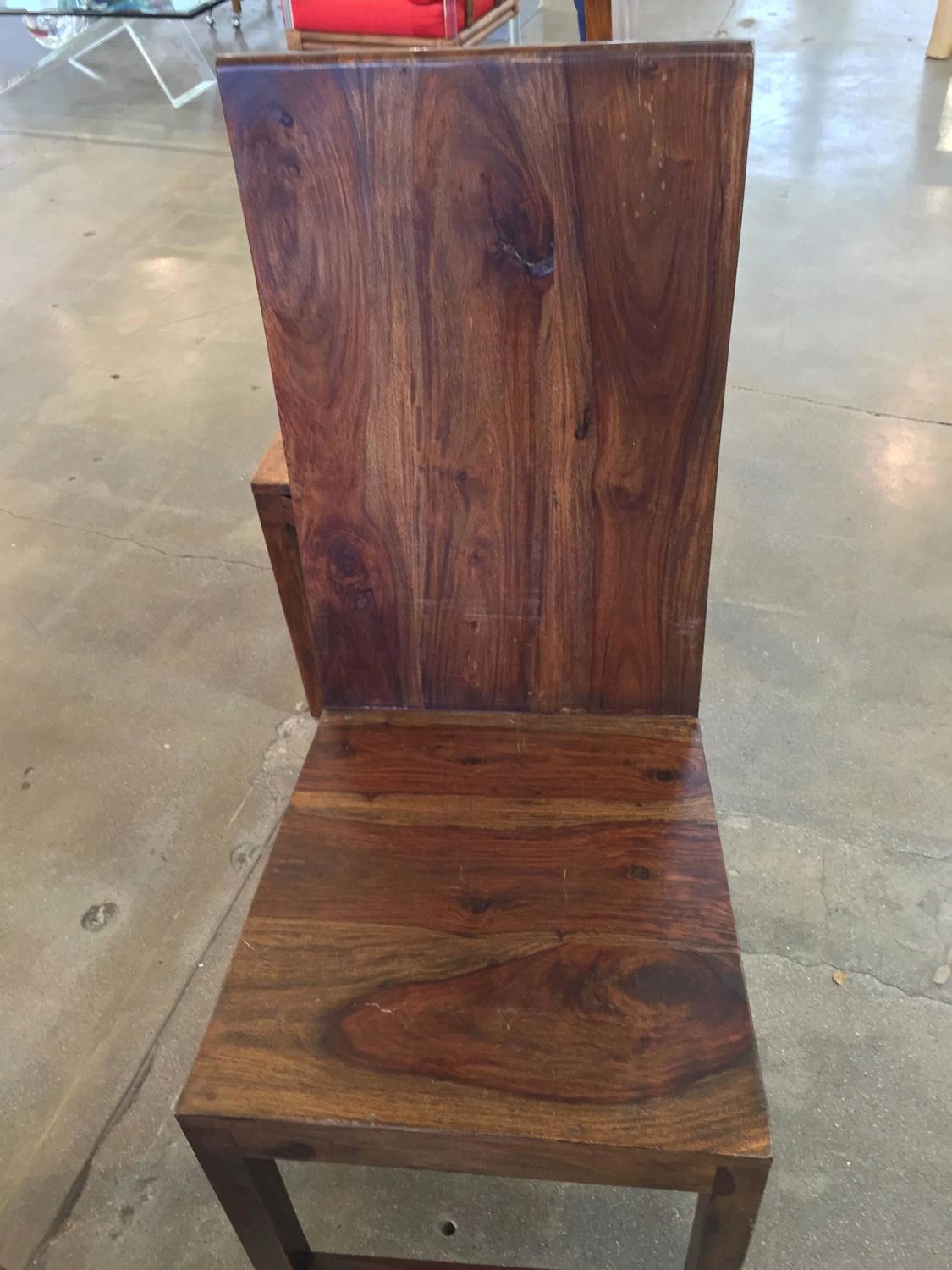 Set of Four Sculptural Exotic Wood Handmade Chairs For Sale at 1stdibs