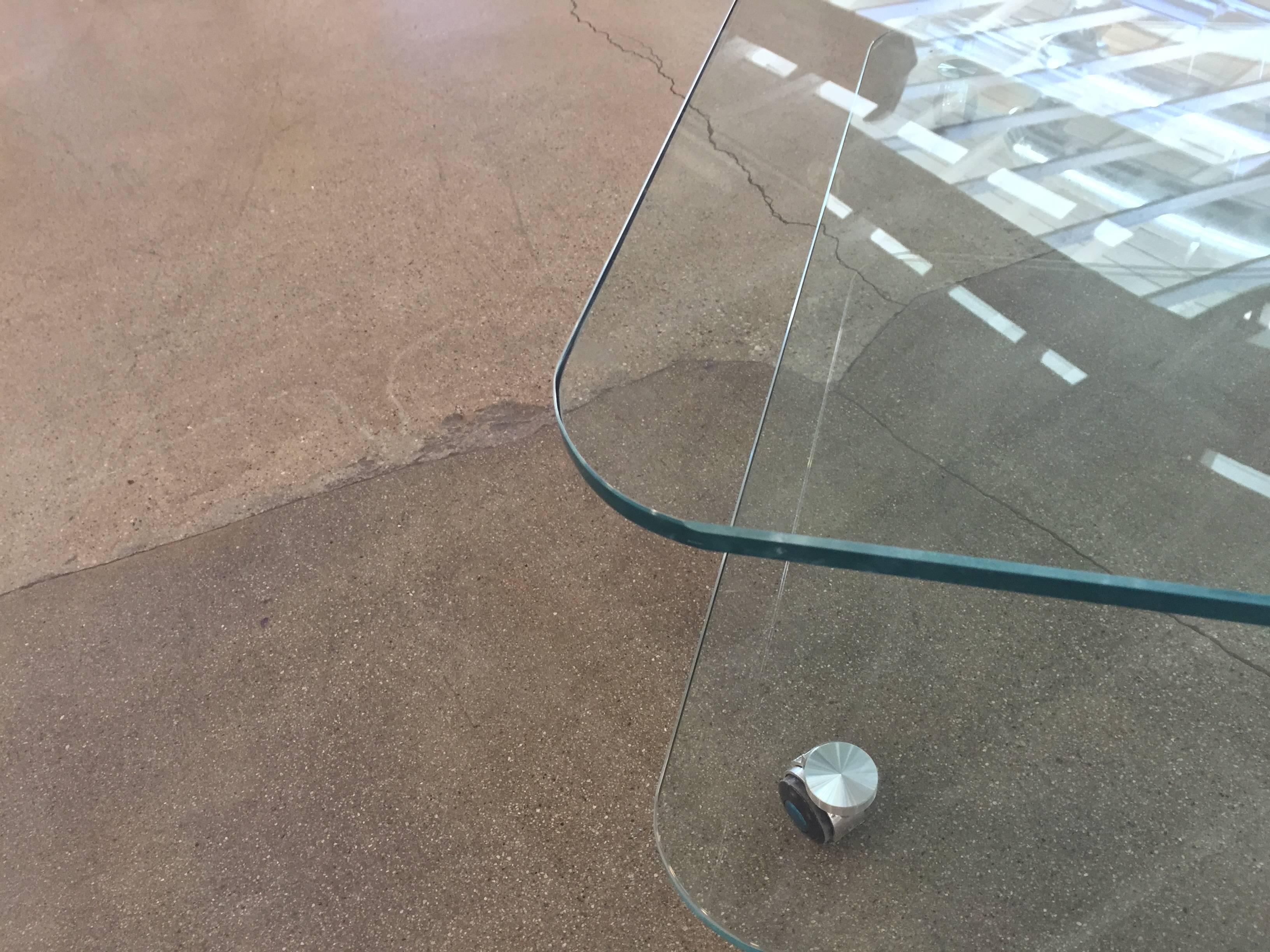 Curved Glass Table on Castors 2