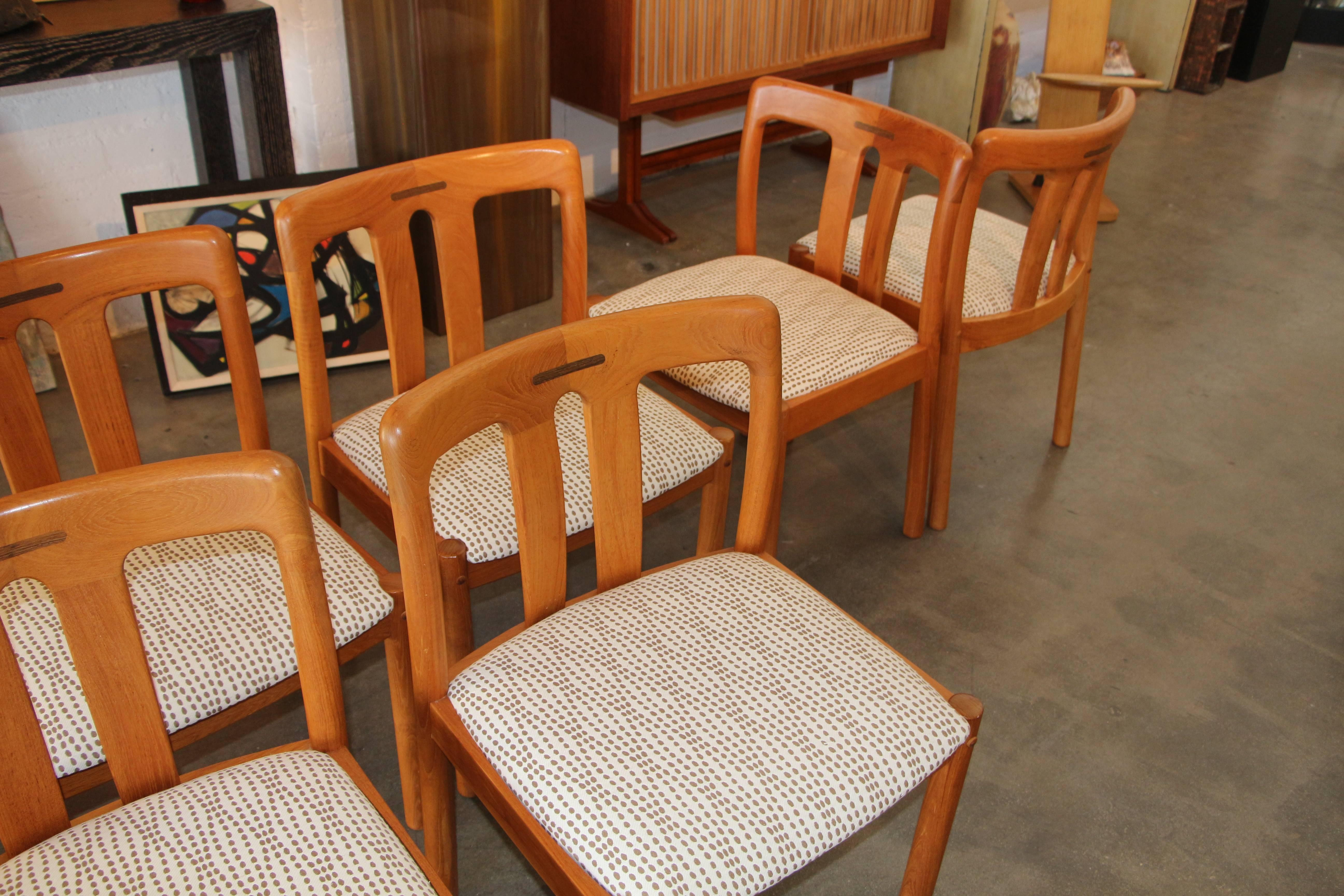 Mid-20th Century Eight Uldum Teak Dining Chairs with Rosewood Inlay