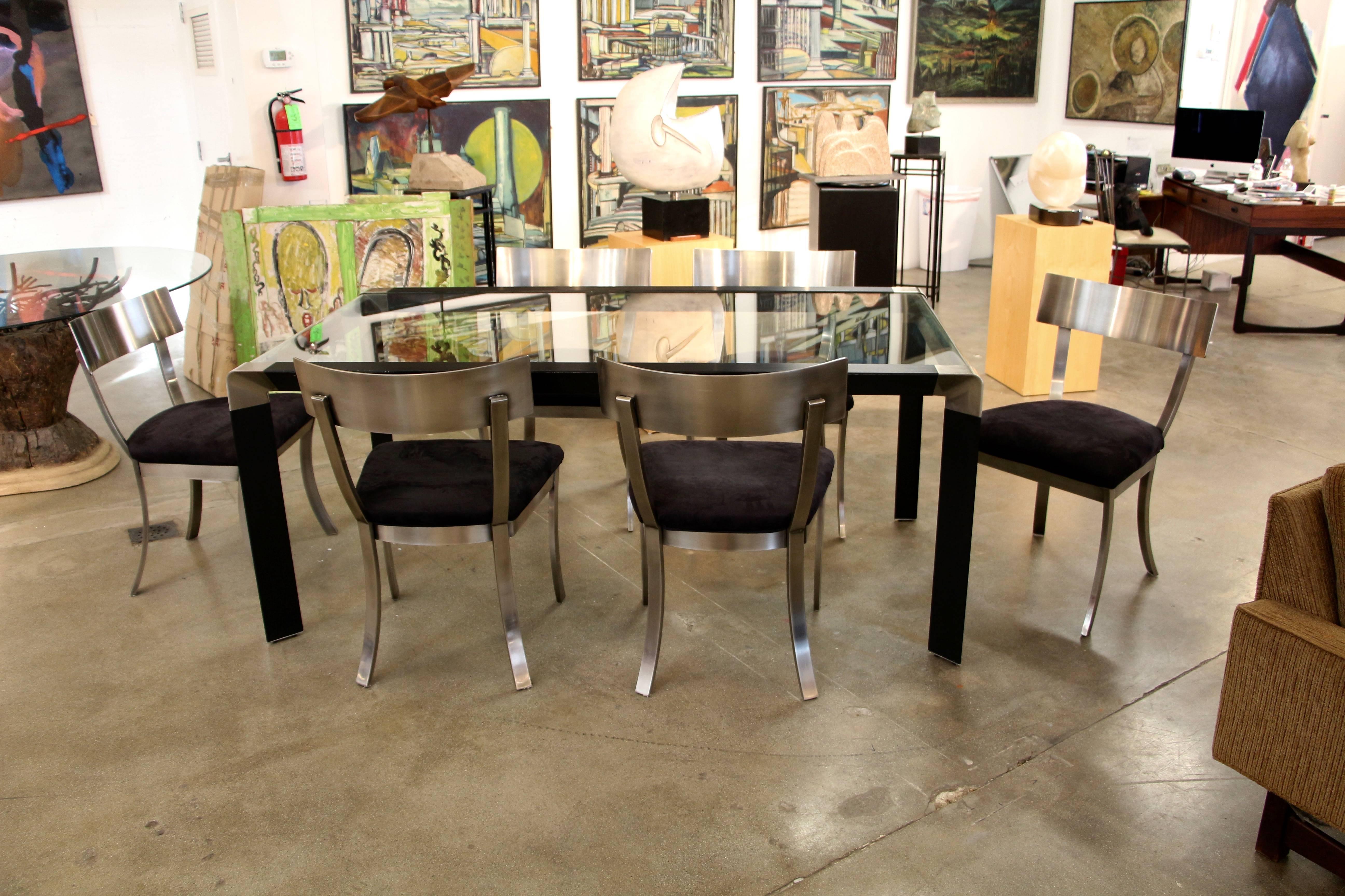 DIA Design Institute of America Steel Klismos Chairs Dining Table 3