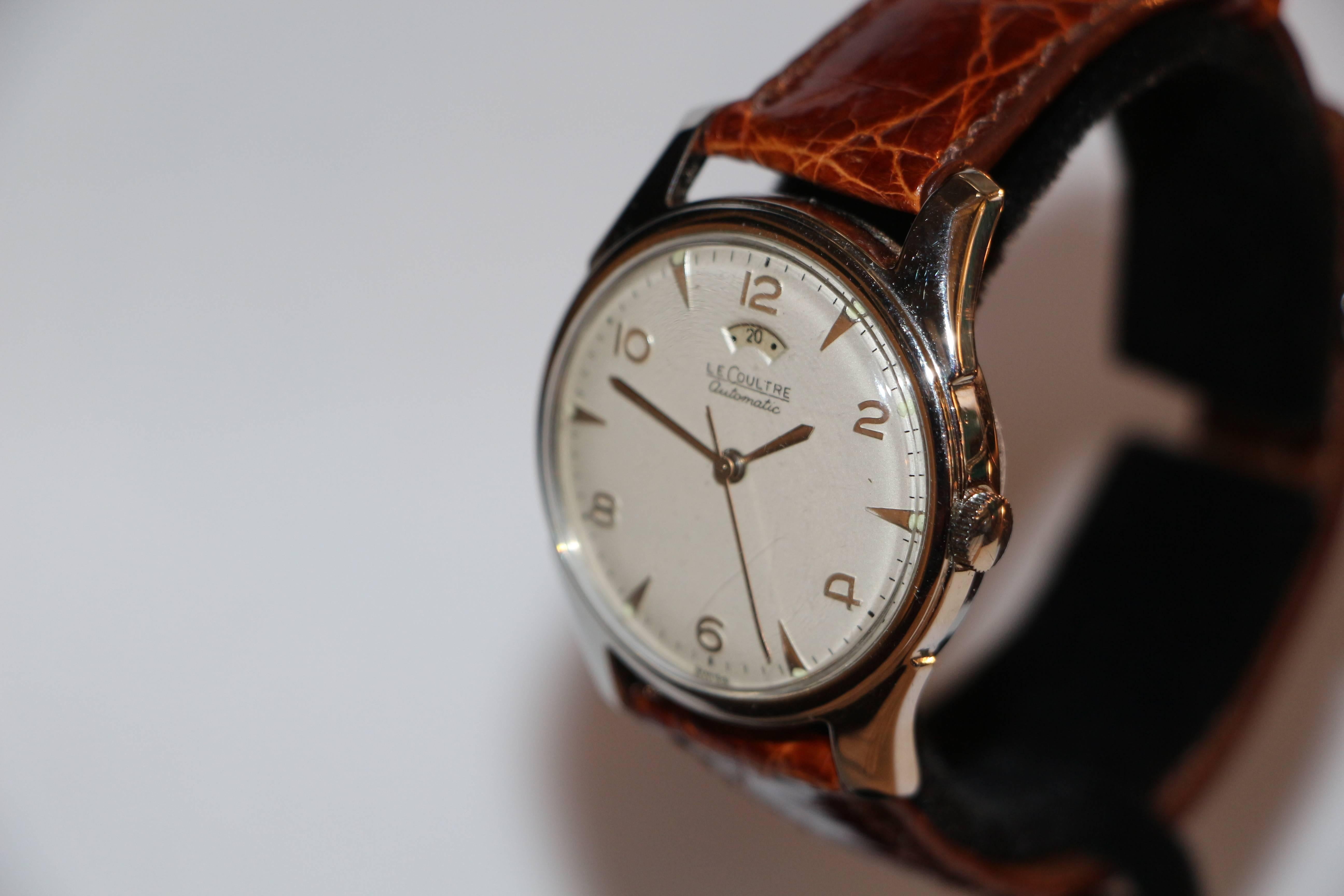 Mid-20th Century Jaeger-LeCoultre Automatic Power Reserve Watch in Stainless Steel