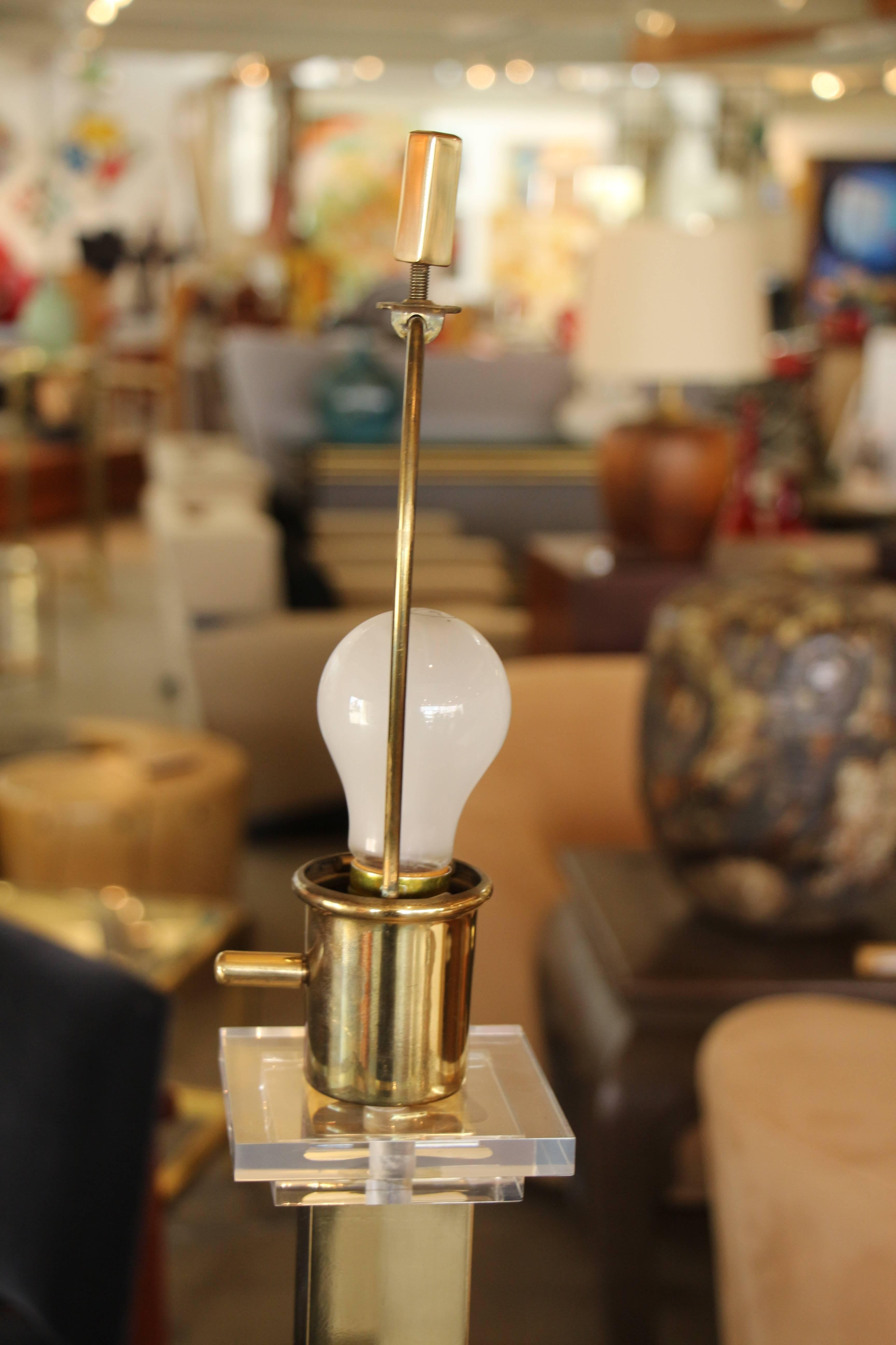 Frederick Cooper Brass and Lucite Floor Lamp In Good Condition In Palm Springs, CA