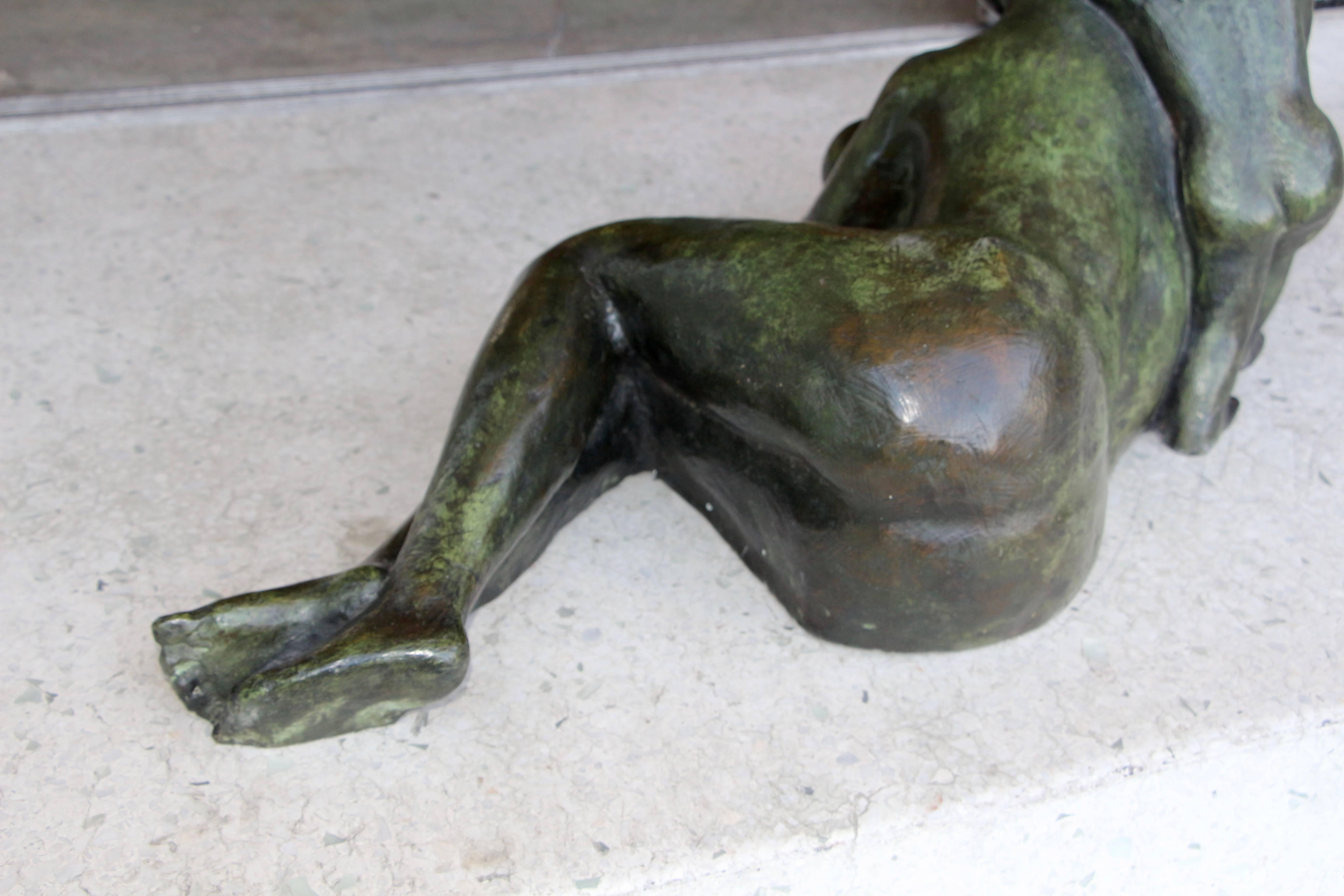 Late 20th Century Frederico Cantu Large Impressive 1986, Bronze of a Mother Nursing For Sale