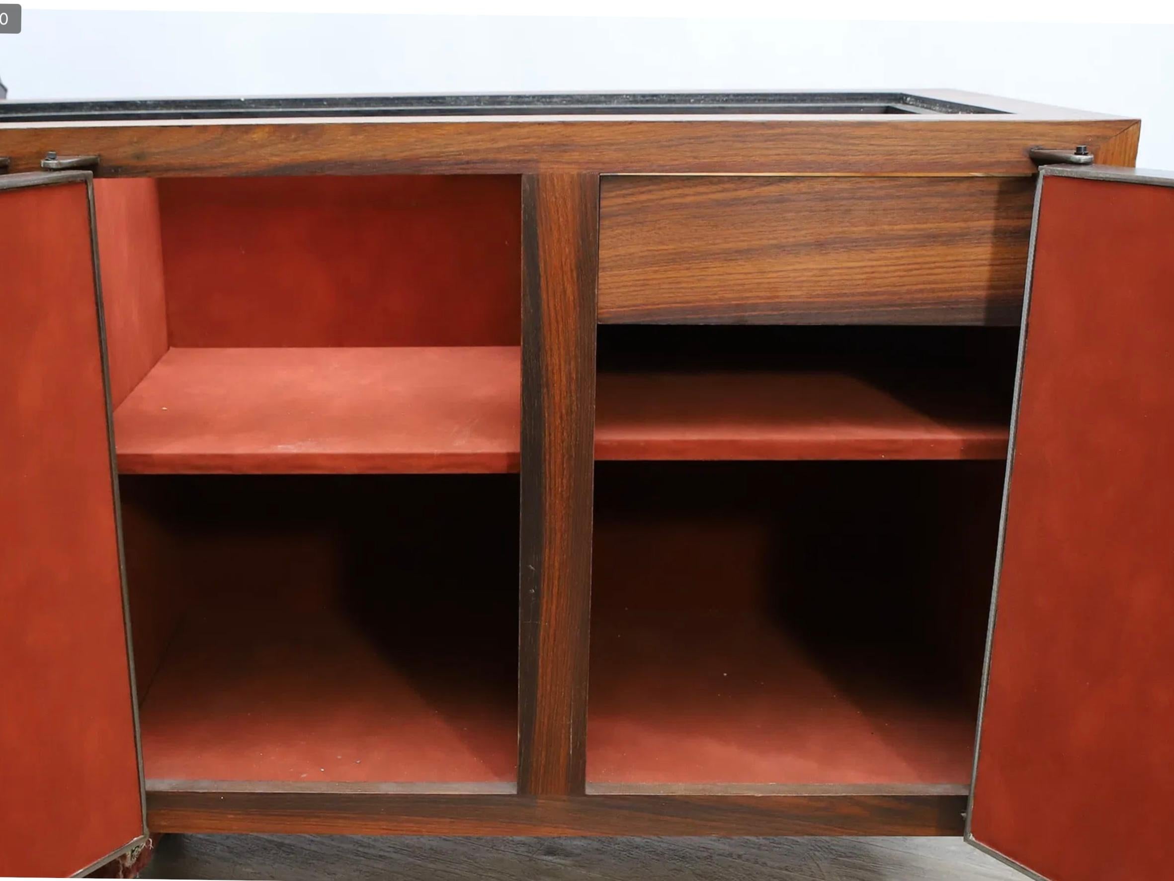 Brutalist Studio Walnut, Metal & Slate Floating Sideboard 1980’s Murrie Gayman For Sale 3