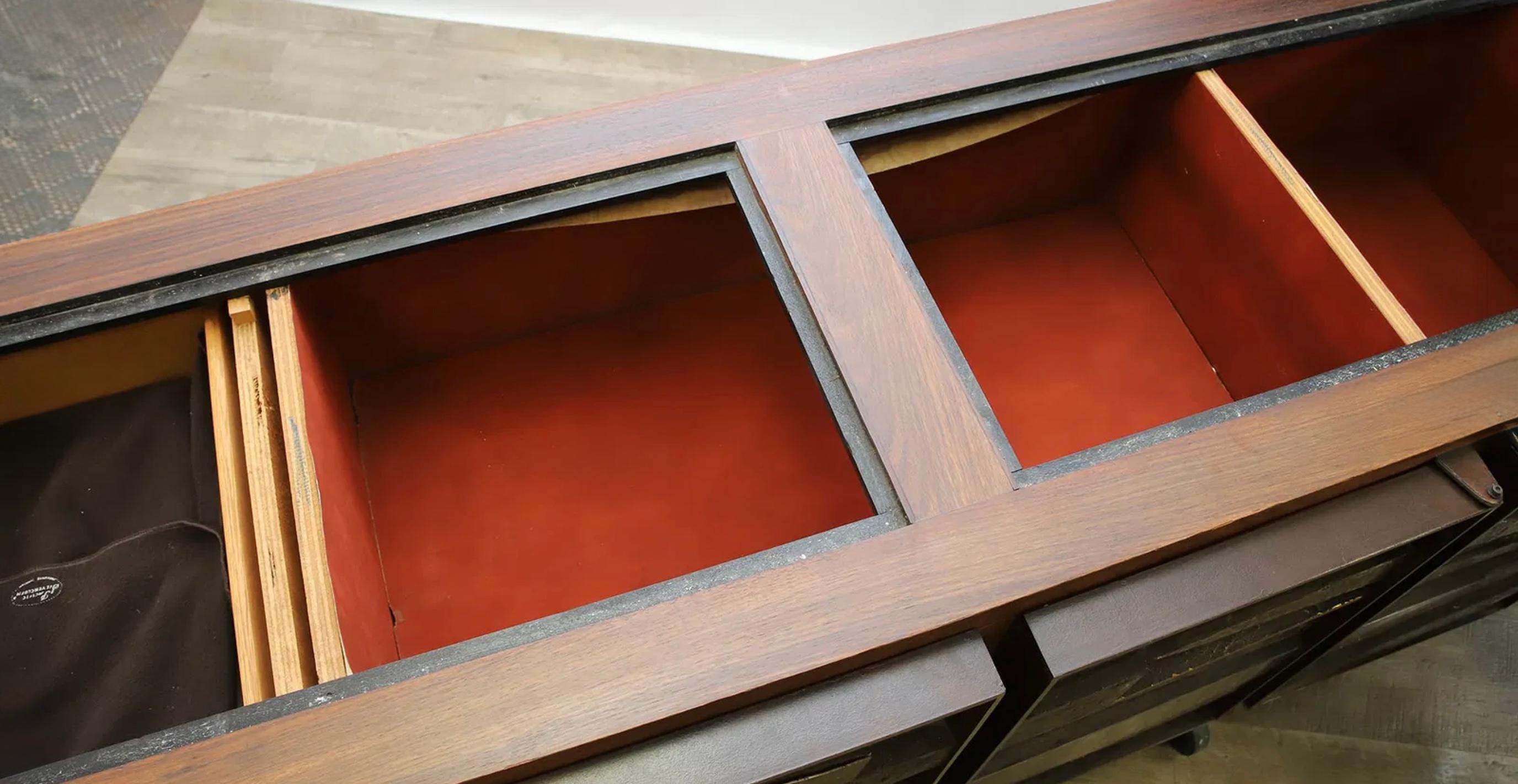 Brutalist Studio Walnut, Metal & Slate Floating Sideboard 1980’s Murrie Gayman For Sale 5