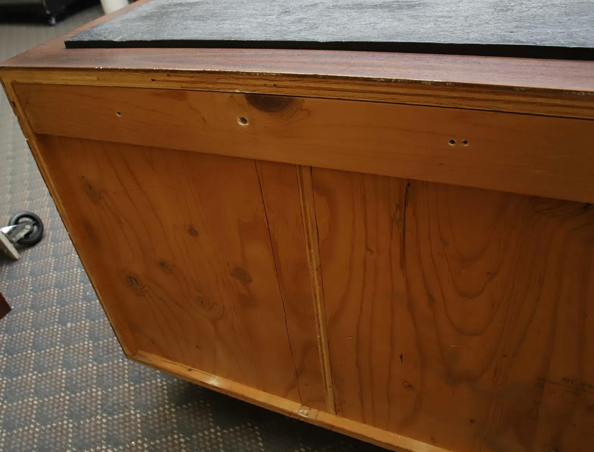 Brutalist Studio Walnut, Metal & Slate Floating Sideboard 1980’s Murrie Gayman For Sale 9